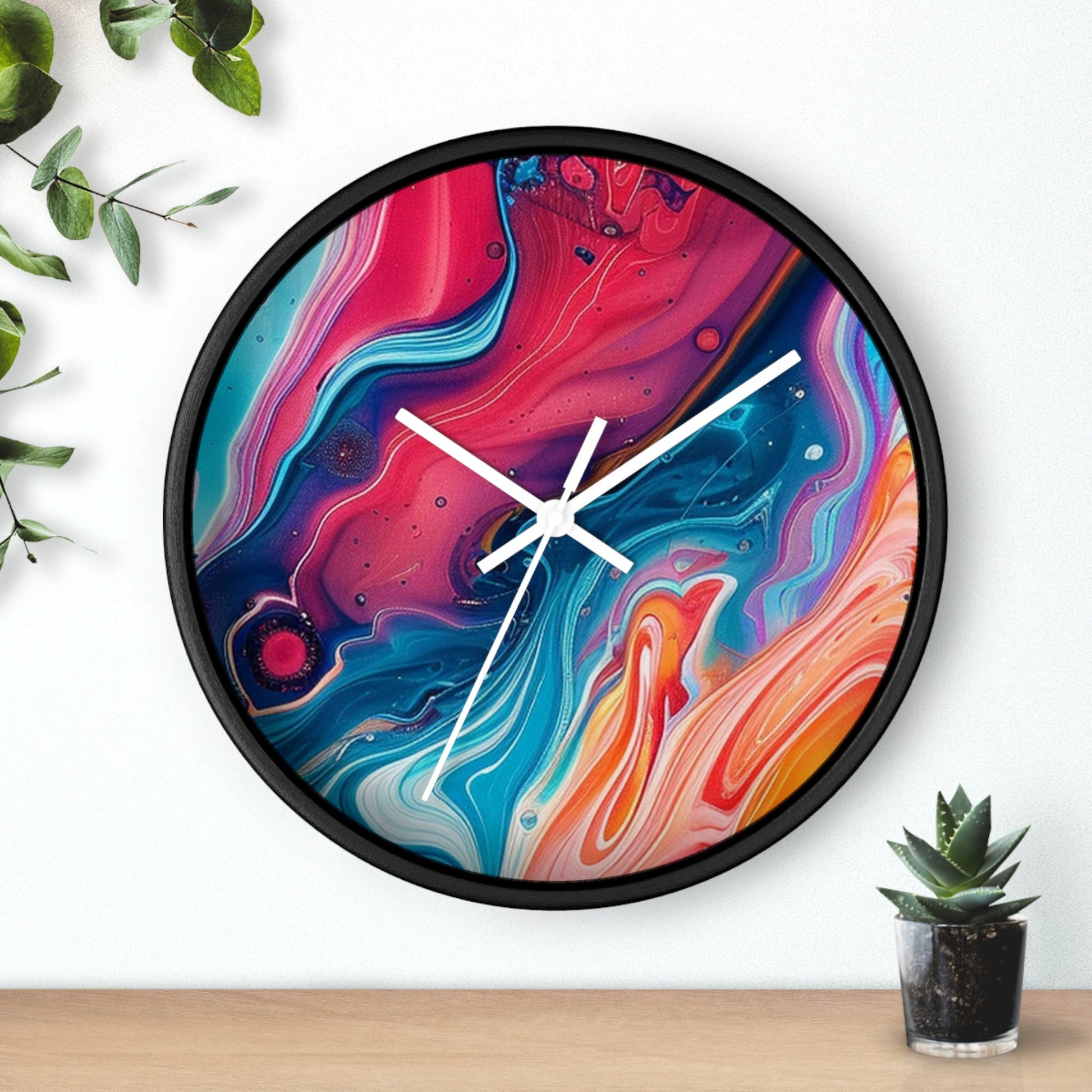 Colorful Abstract Liquid Art Wall Clock, Artsulli - Art is Long, Life is Short, Home Decor, , , , , , , 