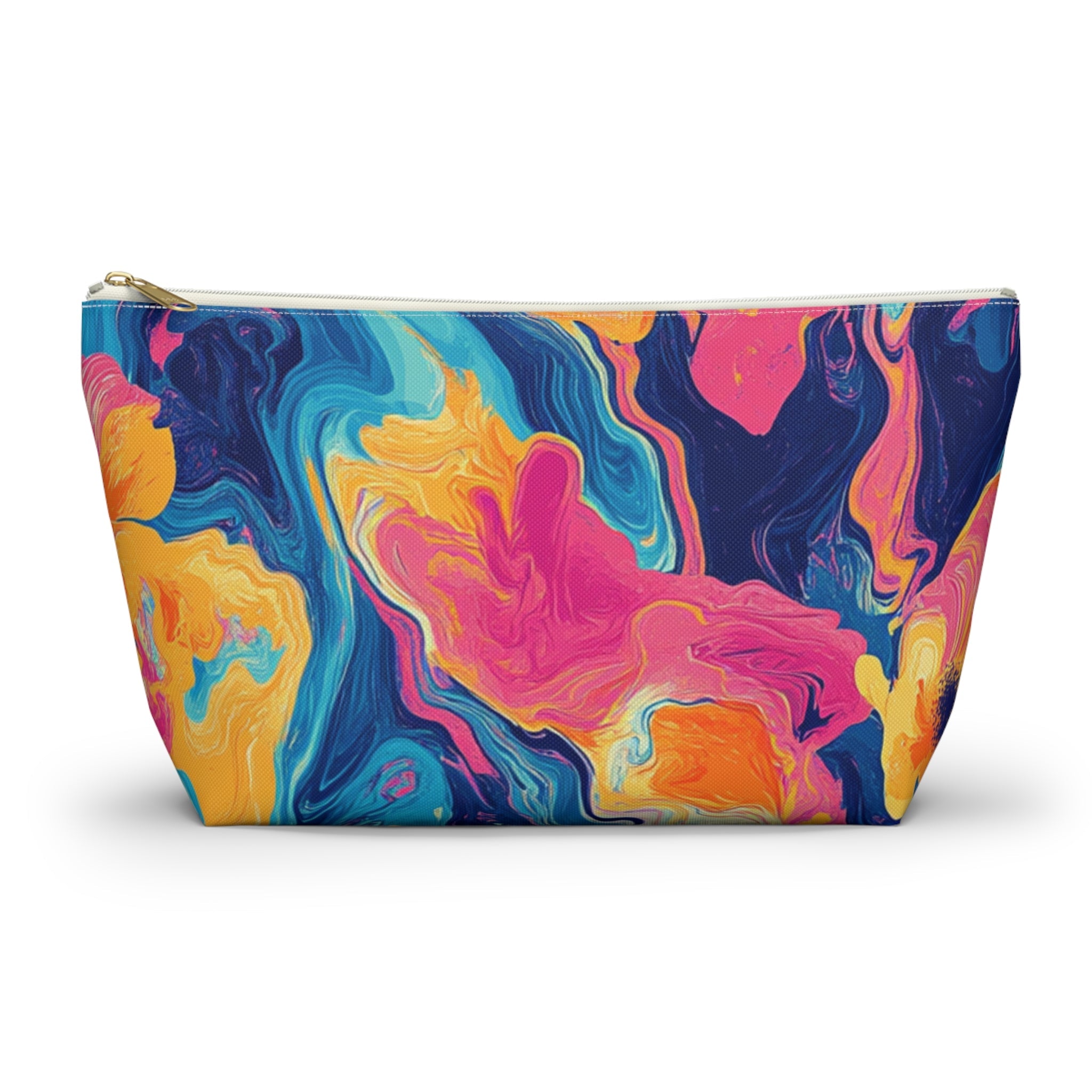 Colorful Abstract Marble Pouch, Artsulli - Art is Long, Life is Short, Bags, Size, Large, Color, White zipper, , , 31995284109697737208