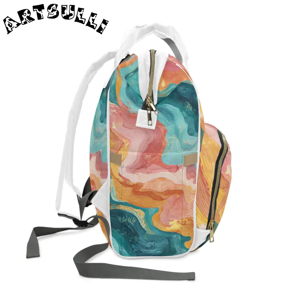 JAKKOUTTHEBXX Colorful Abstract Multi-Purpose Diaper Backpack 2025