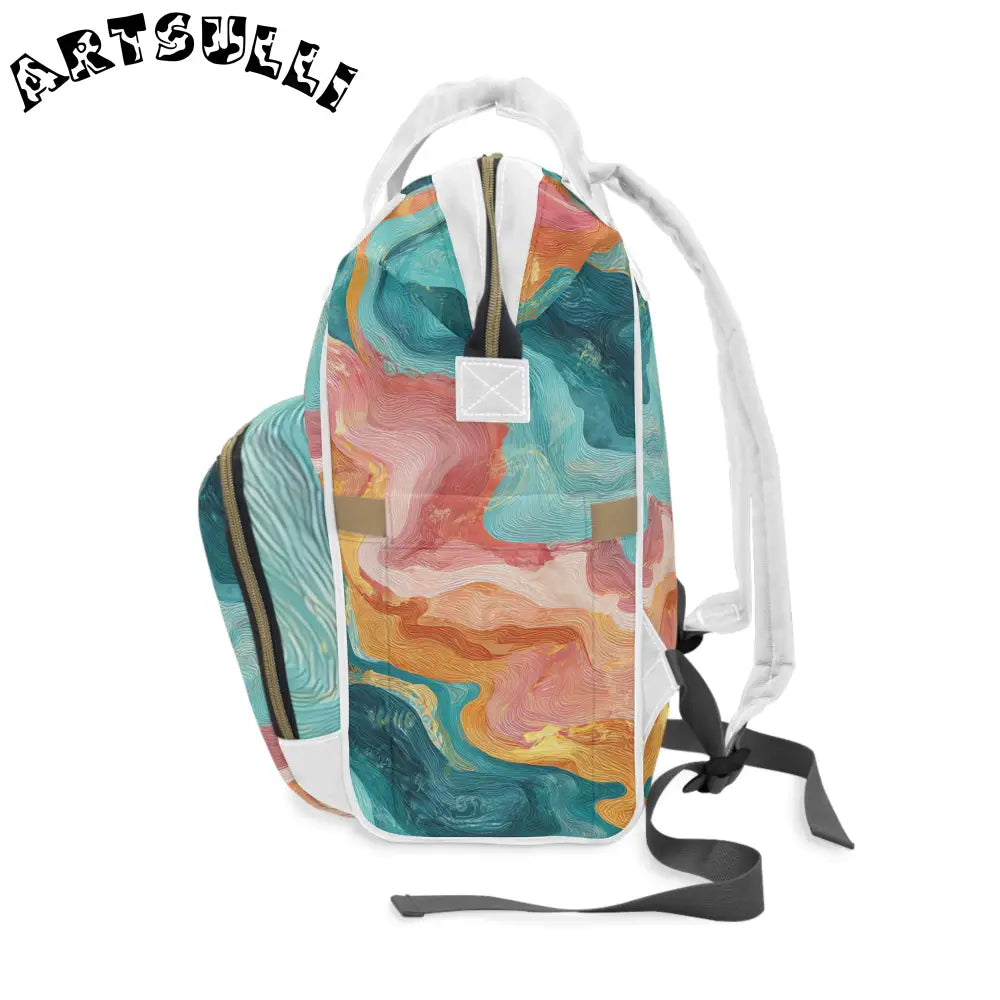 JAKKOUTTHEBXX Colorful Abstract Multi-Purpose Diaper Backpack 2025