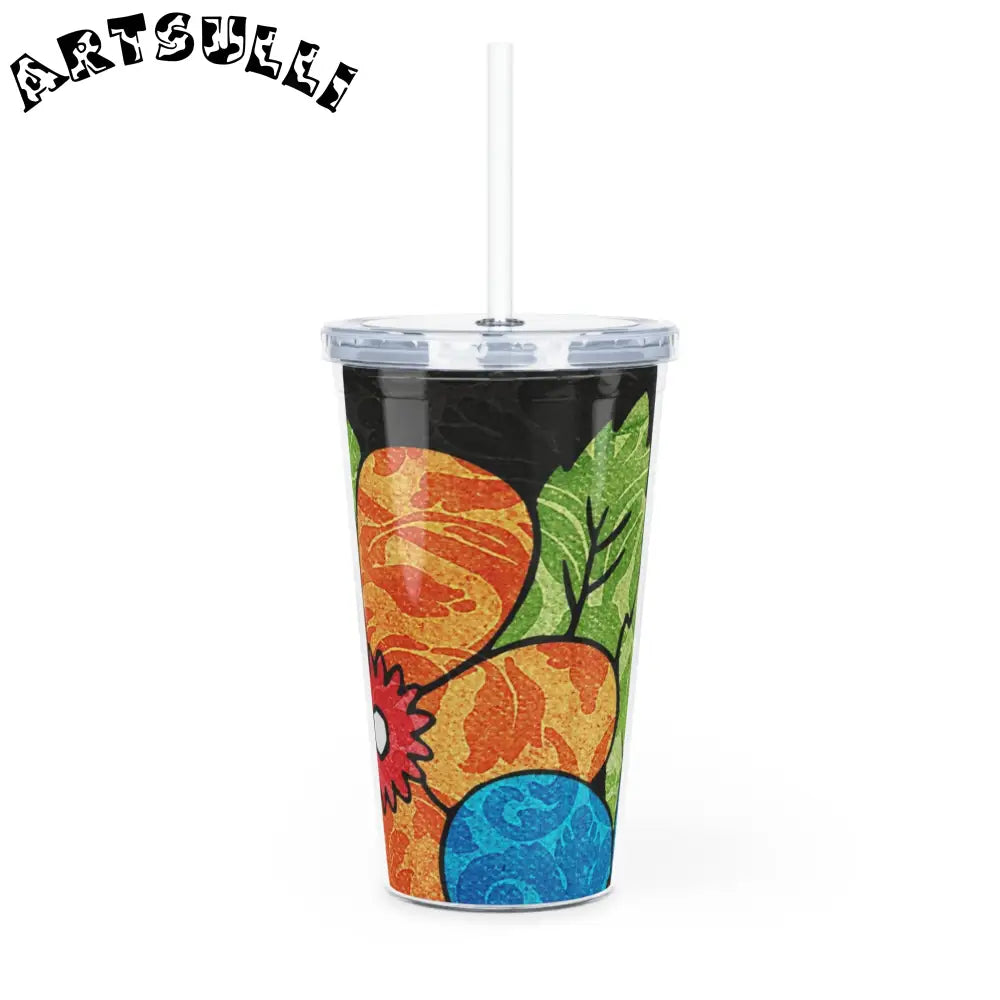 Colorful Abstract Plastic Tumbler for Tasty Drinks, Artsulli - Art is Long, Life is Short, Mug, , , , , , , 