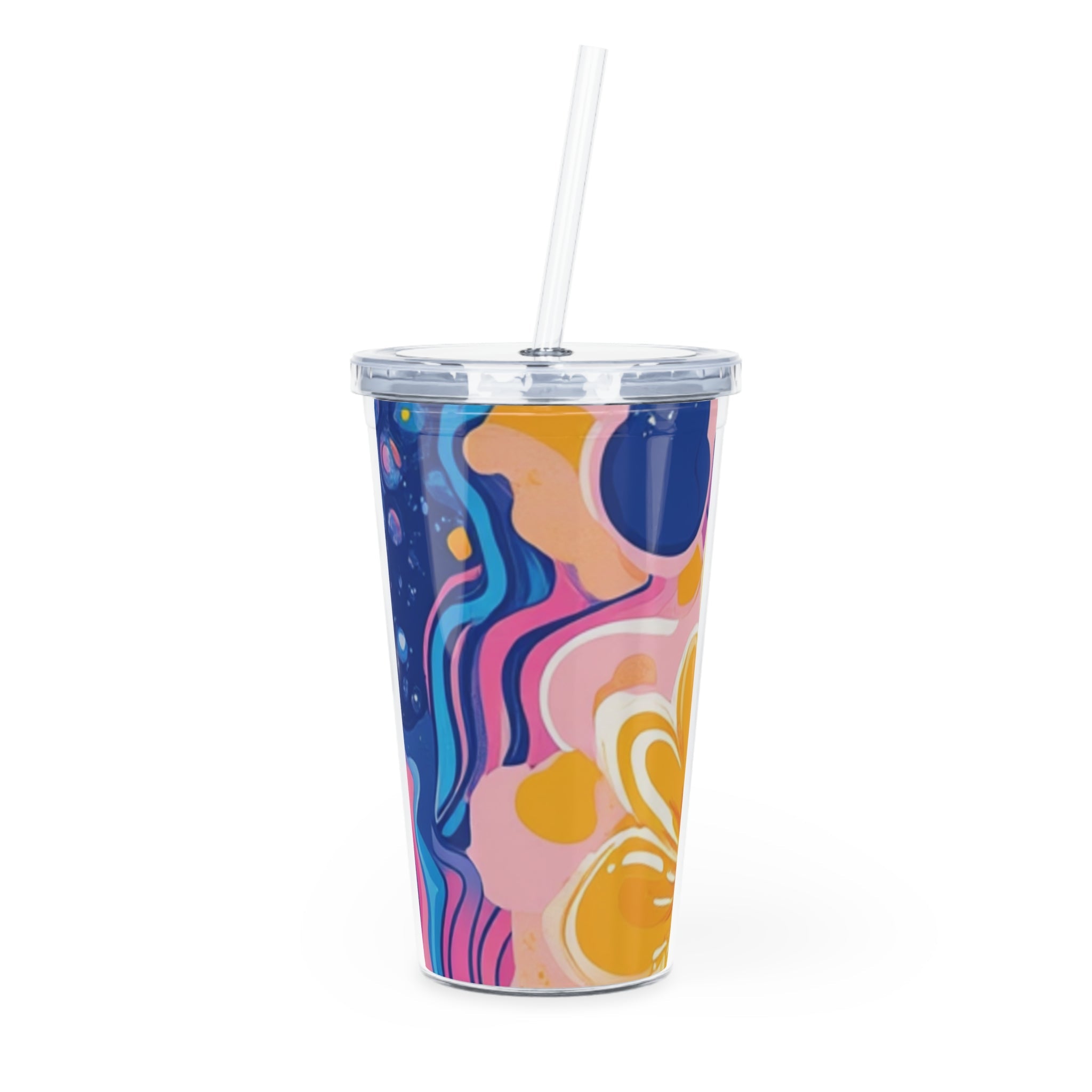 Colorful Abstract Plastic Tumbler with Lid, Artsulli - Art is Long, Life is Short, Mug, Size, 20oz, Color, Transparent, , , 17212805460899445573