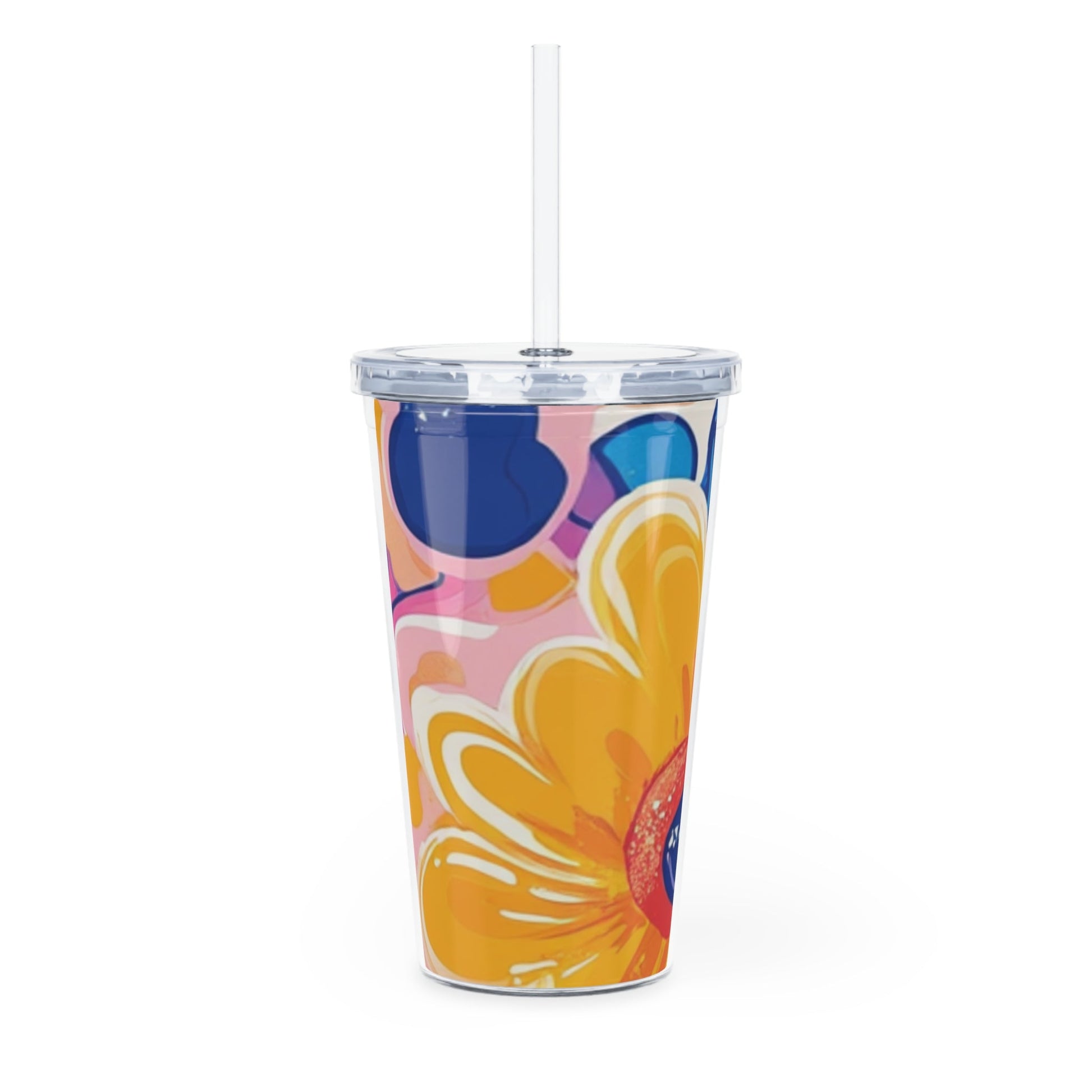 Colorful Abstract Plastic Tumbler with Lid, Artsulli - Art is Long, Life is Short, Mug, , , , , , , 