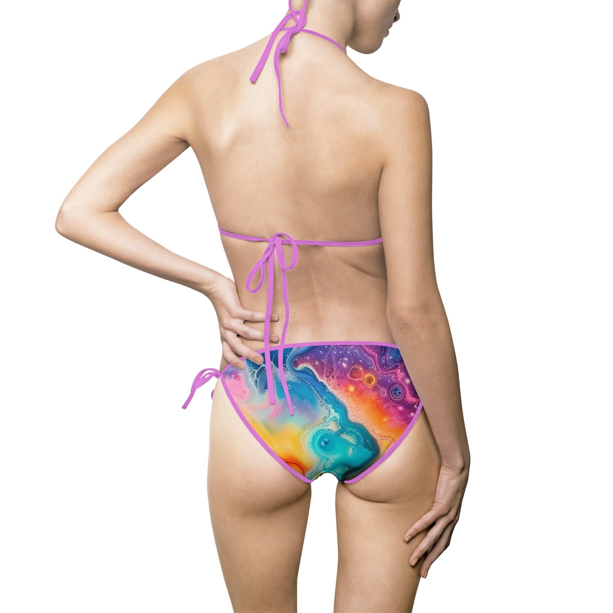 Colorful Abstract Print Bikini Swimsuit, Artsulli - Art is Long, Life is Short, All Over Prints, , , , , , , 