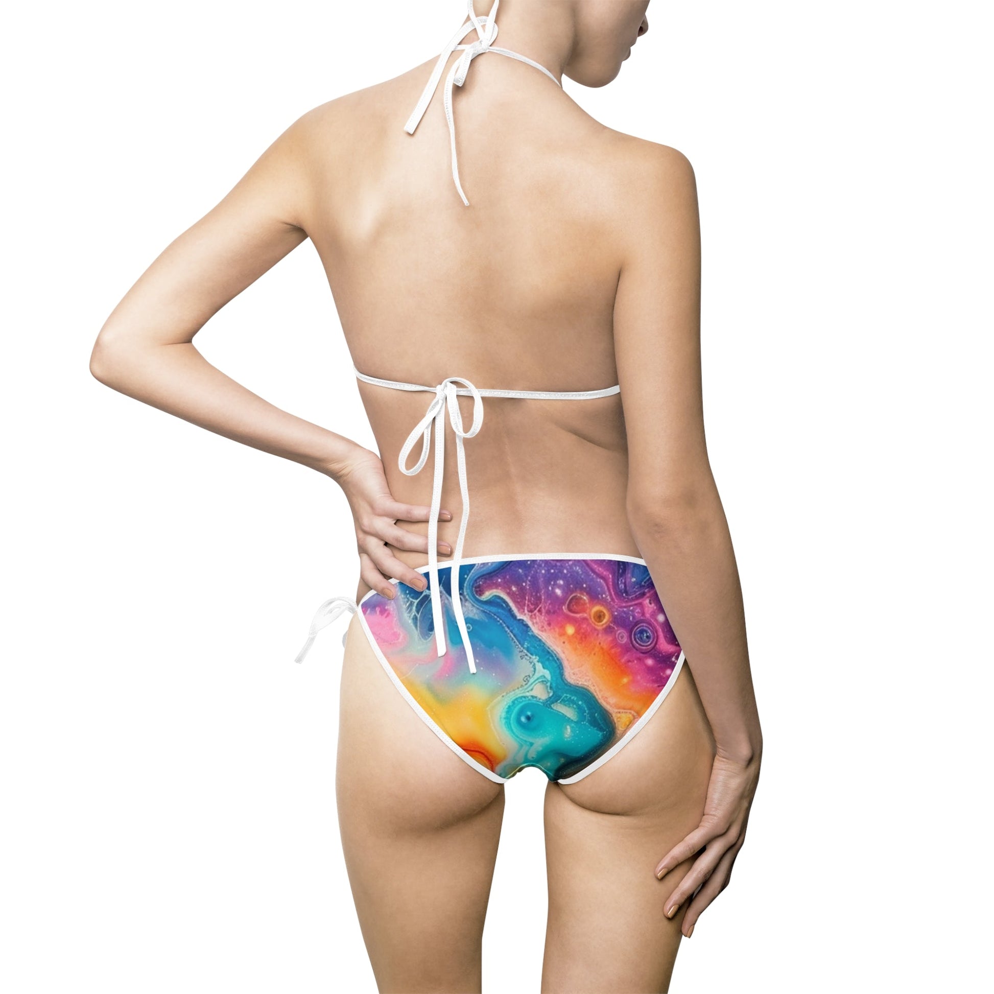 Colorful Abstract Print Bikini Swimsuit, Artsulli - Art is Long, Life is Short, All Over Prints, , , , , , , 