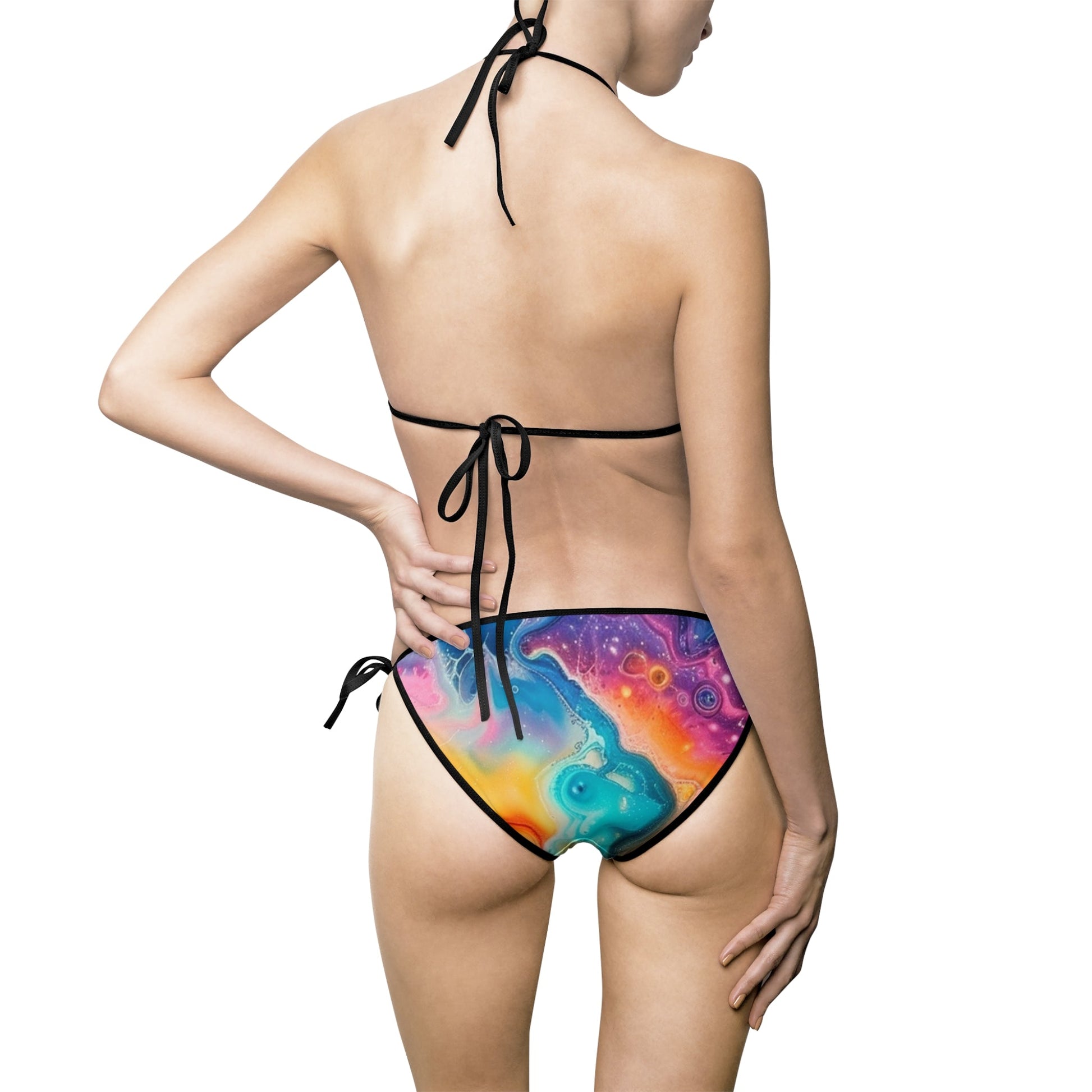 Colorful Abstract Print Bikini Swimsuit, Artsulli - Art is Long, Life is Short, All Over Prints, , , , , , , 