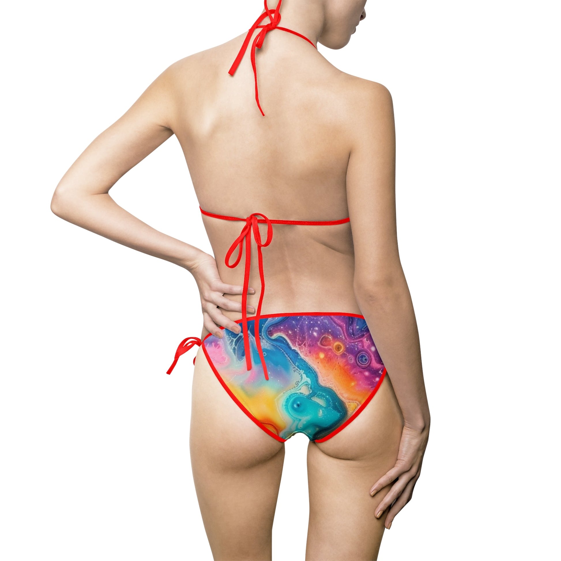 Colorful Abstract Print Bikini Swimsuit, Artsulli - Art is Long, Life is Short, All Over Prints, , , , , , , 