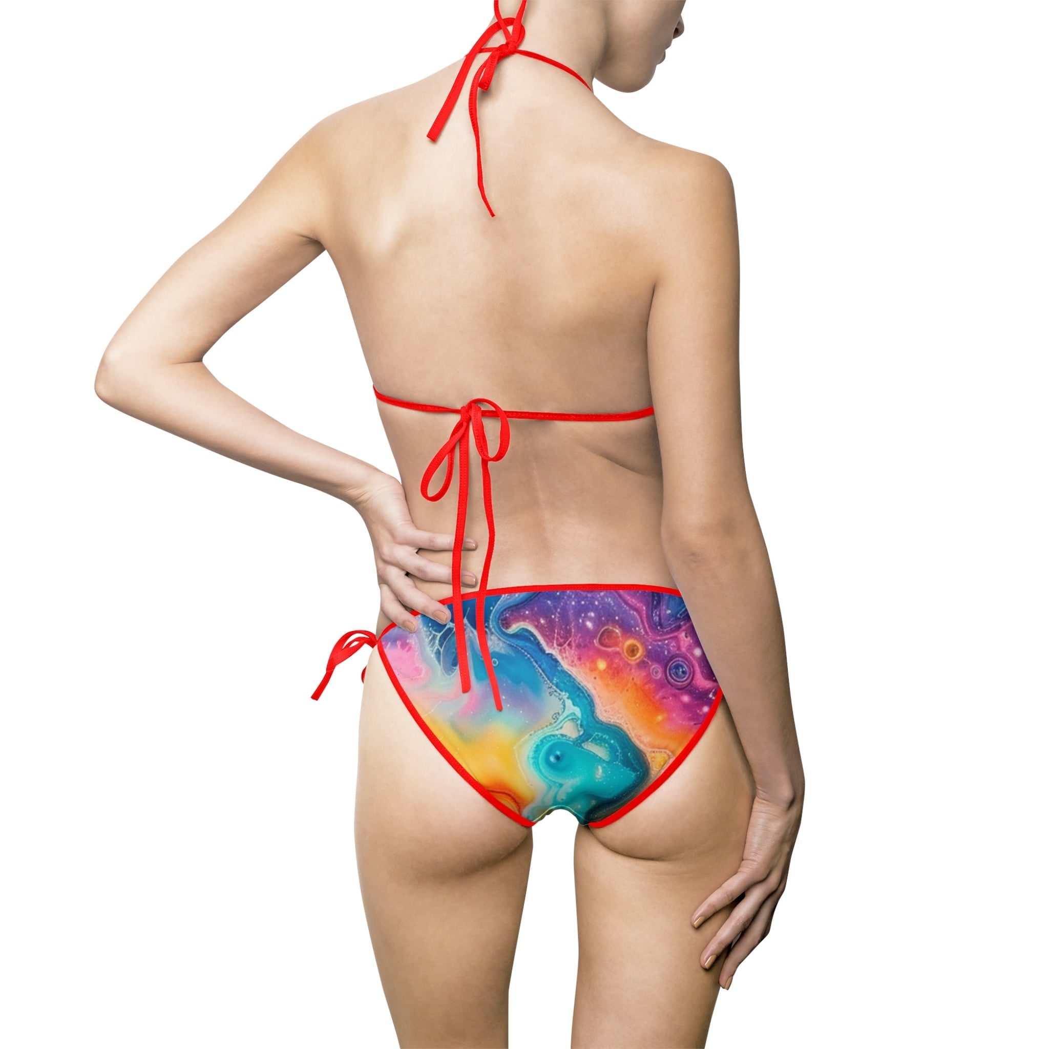 Colorful Abstract Print Bikini Swimsuit, Artsulli - Art is Long, Life is Short, All Over Prints, , , , , , , 