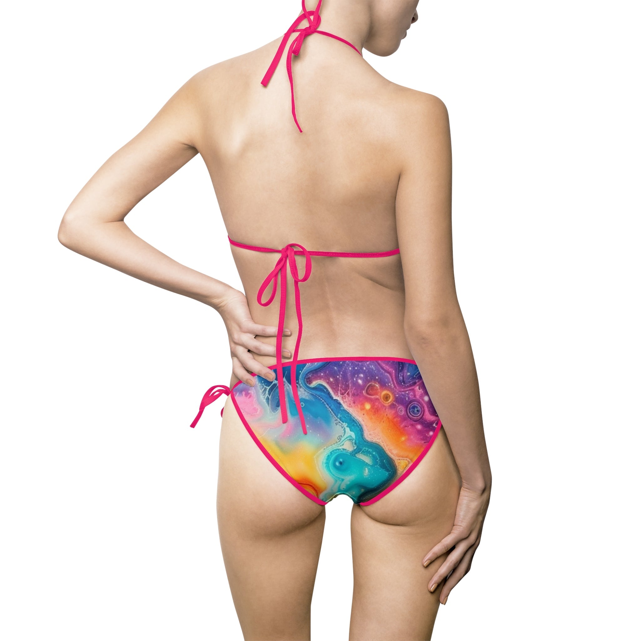 Colorful Abstract Print Bikini Swimsuit, Artsulli - Art is Long, Life is Short, All Over Prints, , , , , , , 