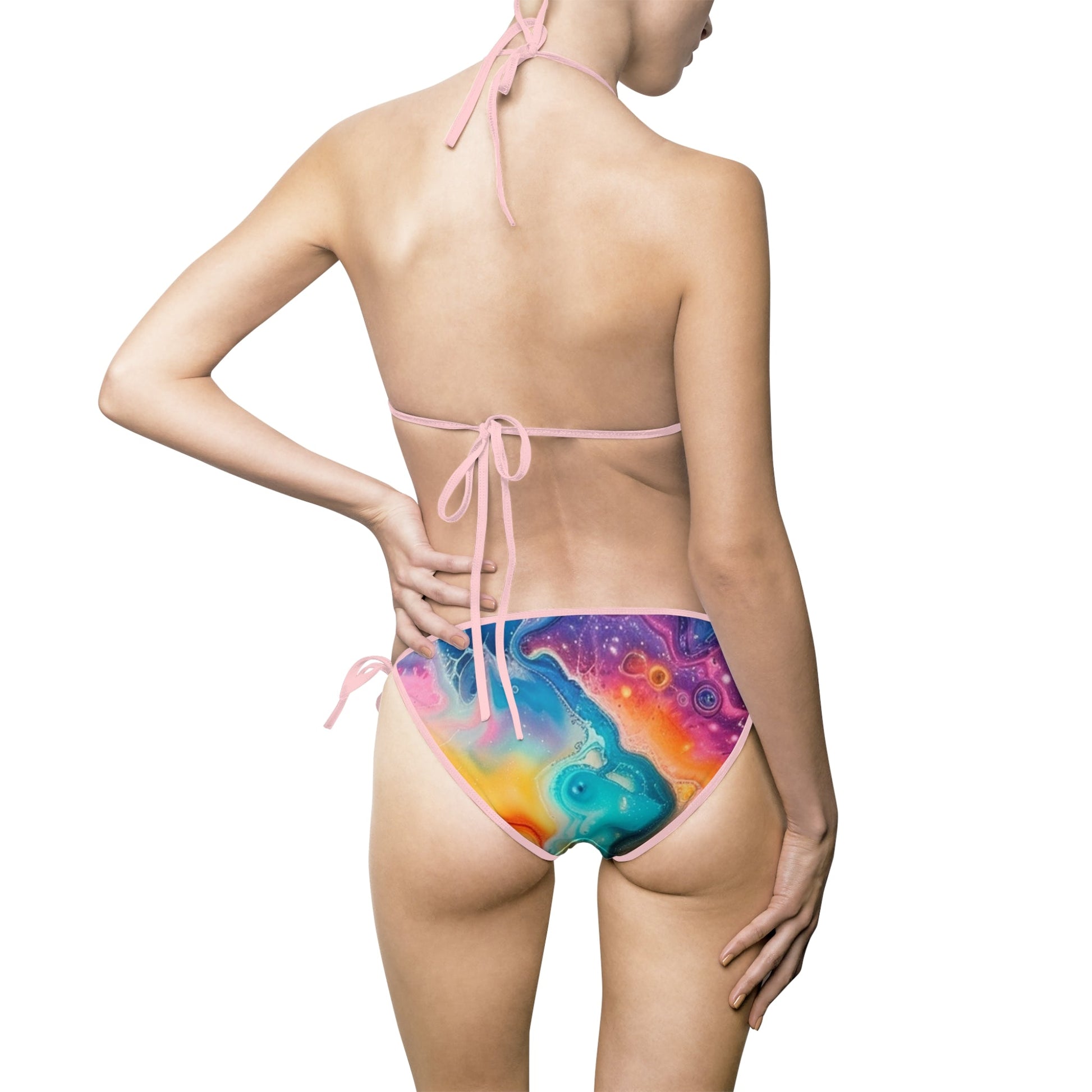 Colorful Abstract Print Bikini Swimsuit, Artsulli - Art is Long, Life is Short, All Over Prints, , , , , , , 