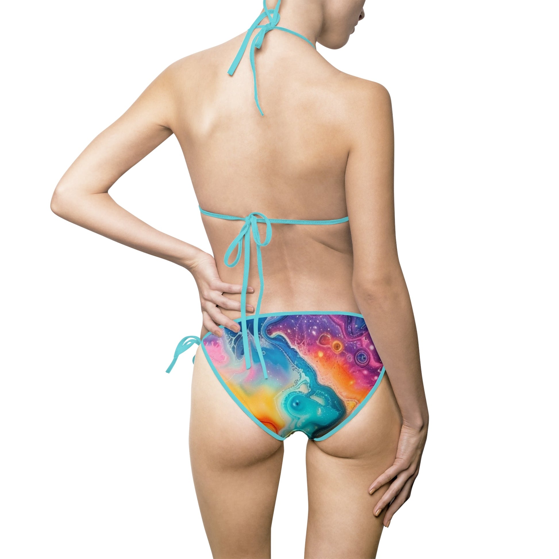 Colorful Abstract Print Bikini Swimsuit, Artsulli - Art is Long, Life is Short, All Over Prints, , , , , , , 