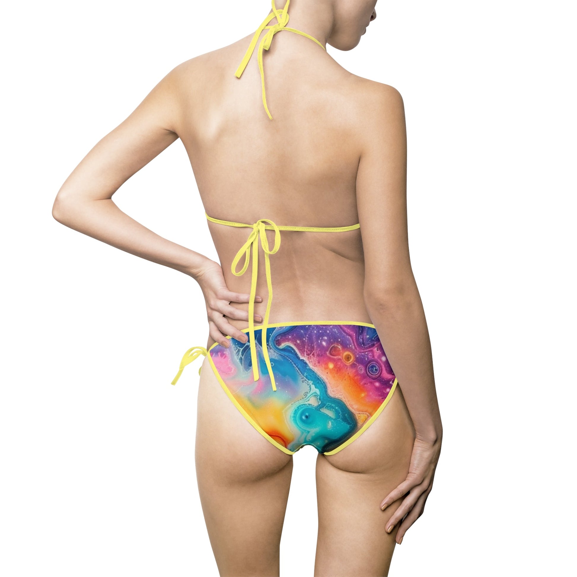 Colorful Abstract Print Bikini Swimsuit, Artsulli - Art is Long, Life is Short, All Over Prints, , , , , , , 