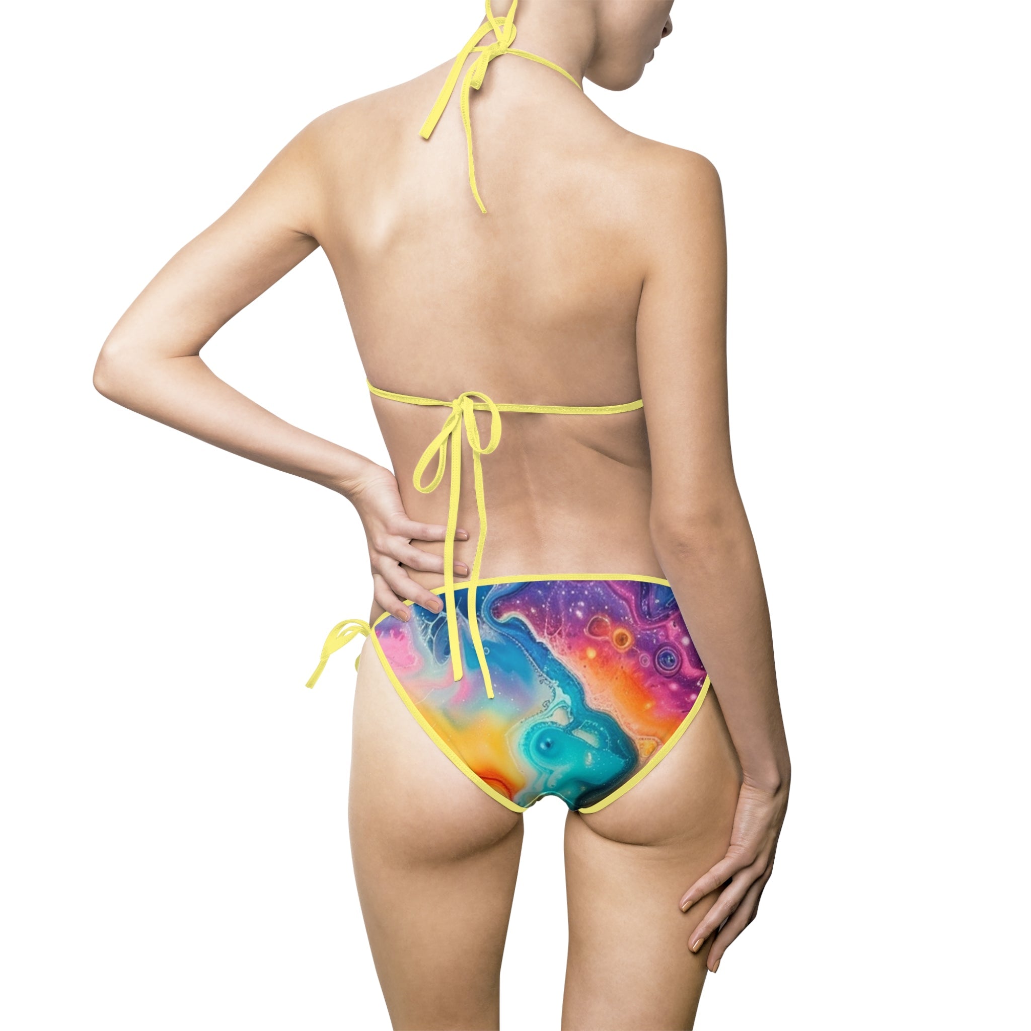 Colorful Abstract Print Bikini Swimsuit, Artsulli - Art is Long, Life is Short, All Over Prints, , , , , , , 
