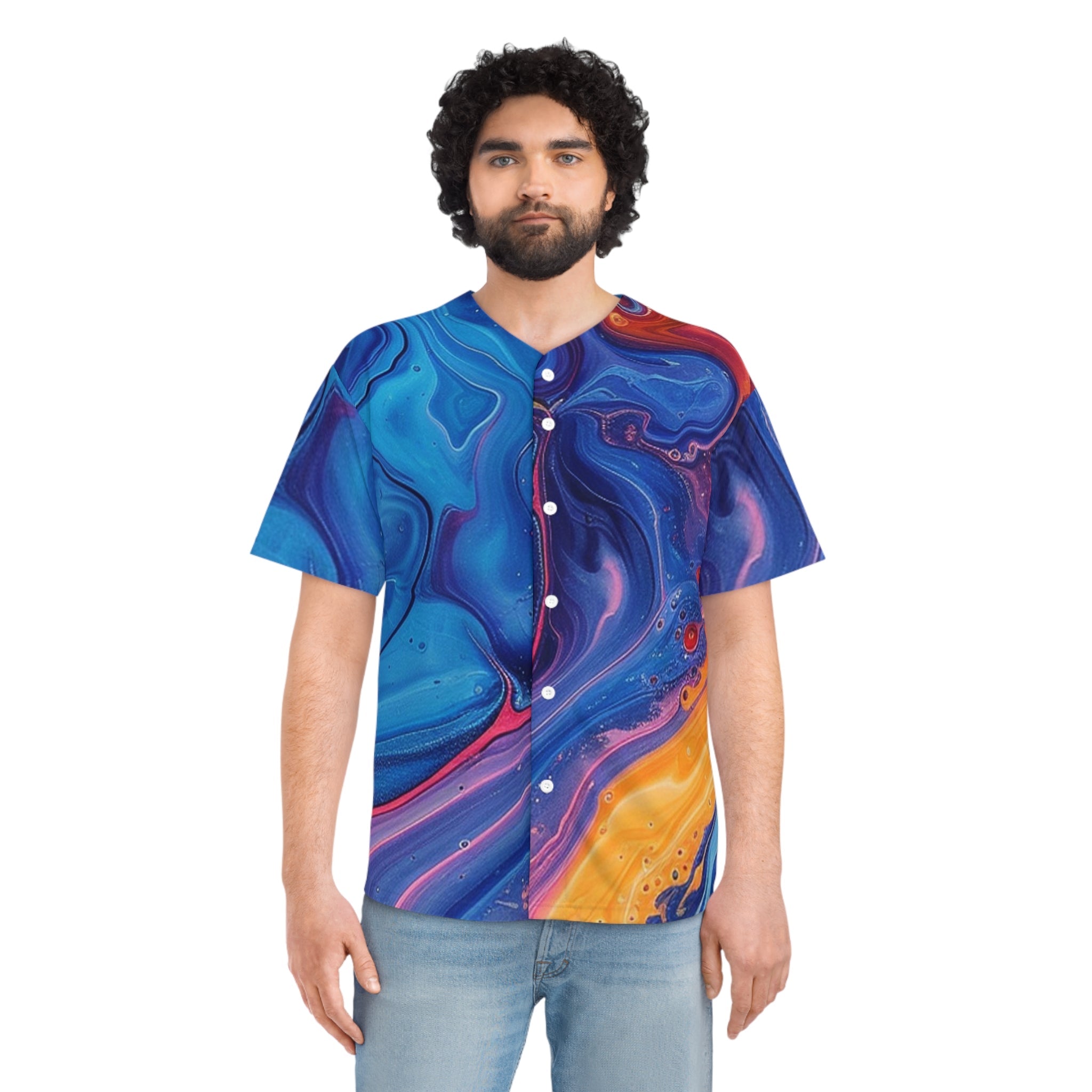 Printify Colorful Abstract Swirl Baseball Jersey 2025