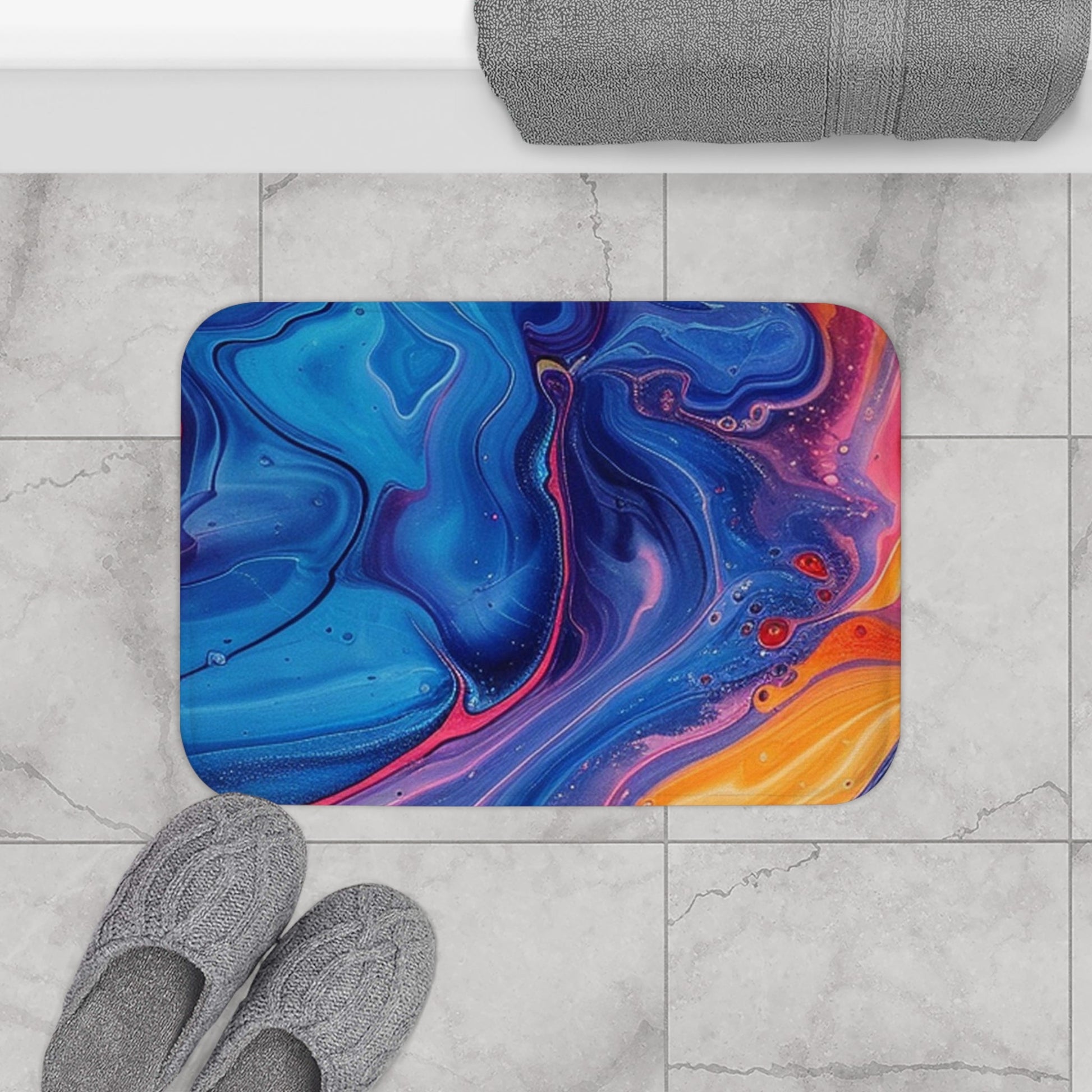 Printify Colorful Abstract Swirl Bath Mat 2025