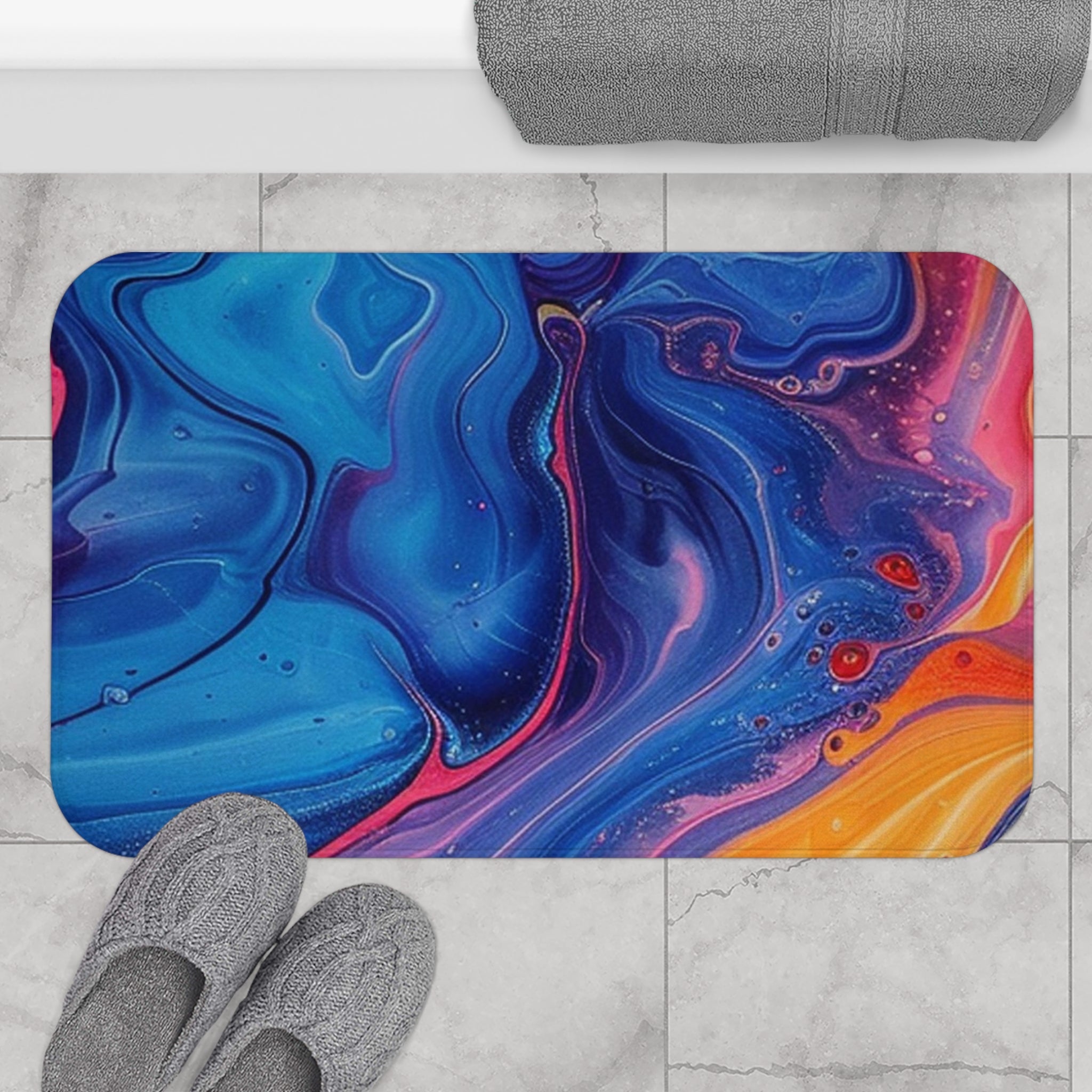 Printify Colorful Abstract Swirl Bath Mat 2025