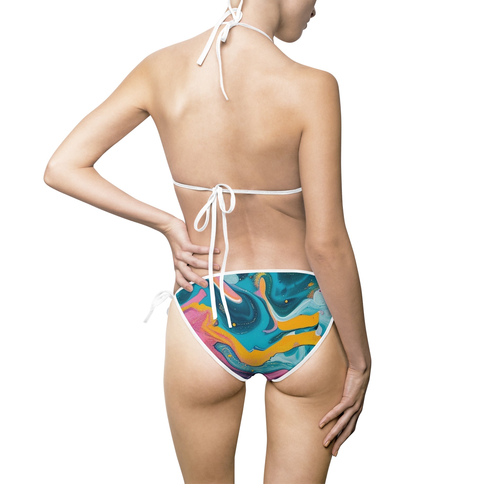 Printify Colorful Abstract Swirl Bikini Swimsuit 2025