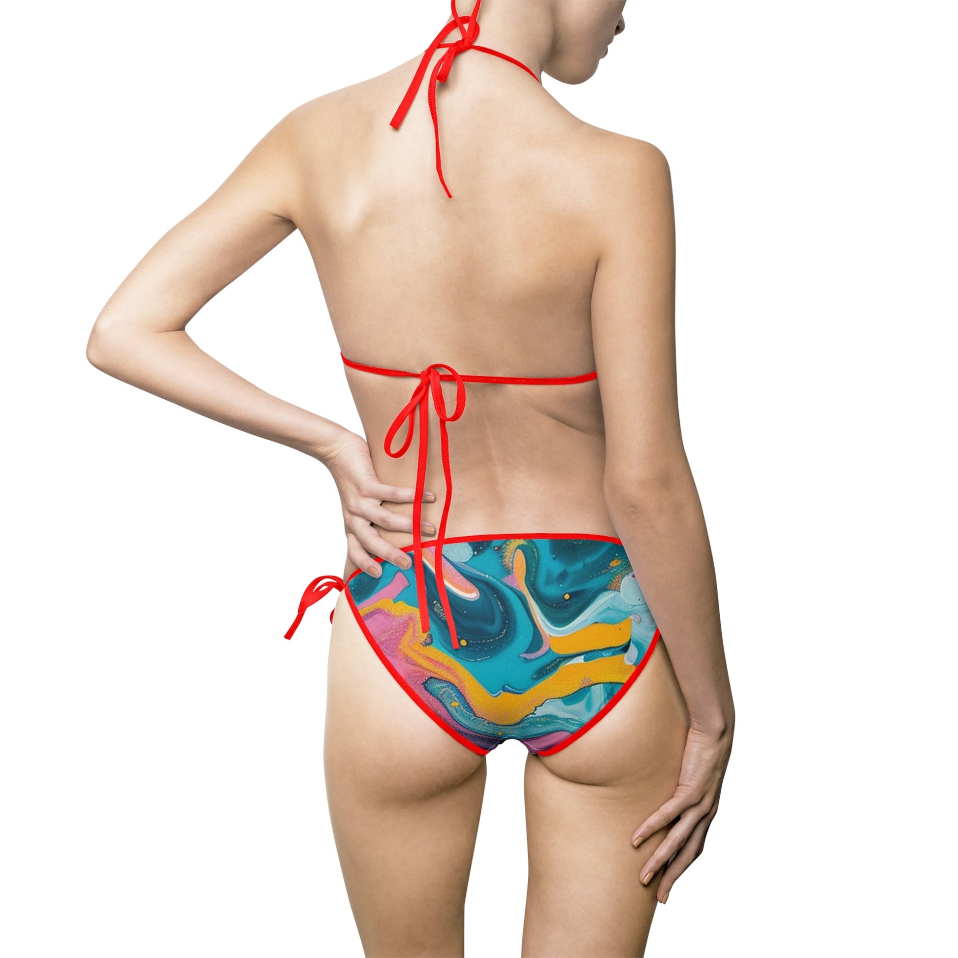 Printify Colorful Abstract Swirl Bikini Swimsuit 2025