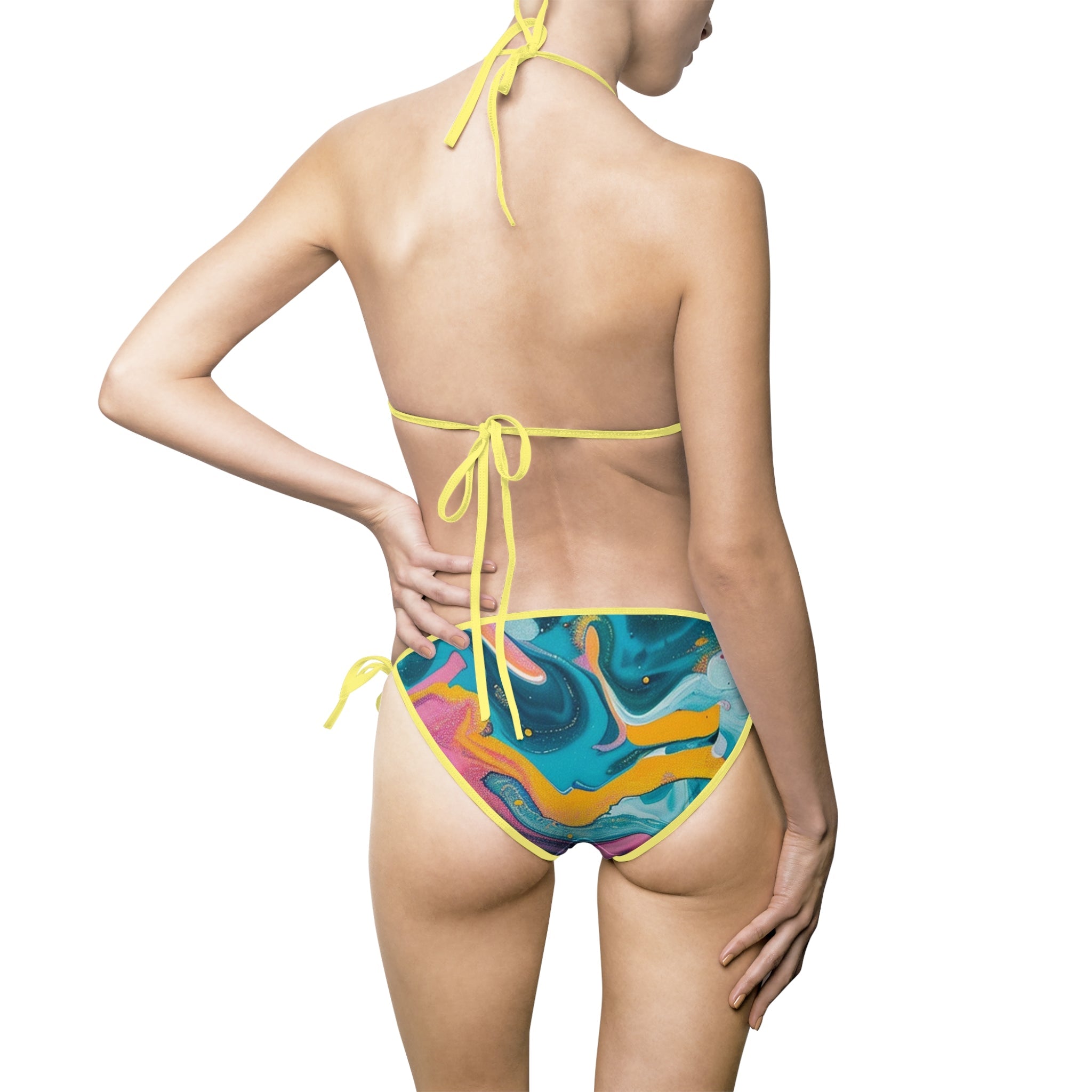 Printify Colorful Abstract Swirl Bikini Swimsuit 2025