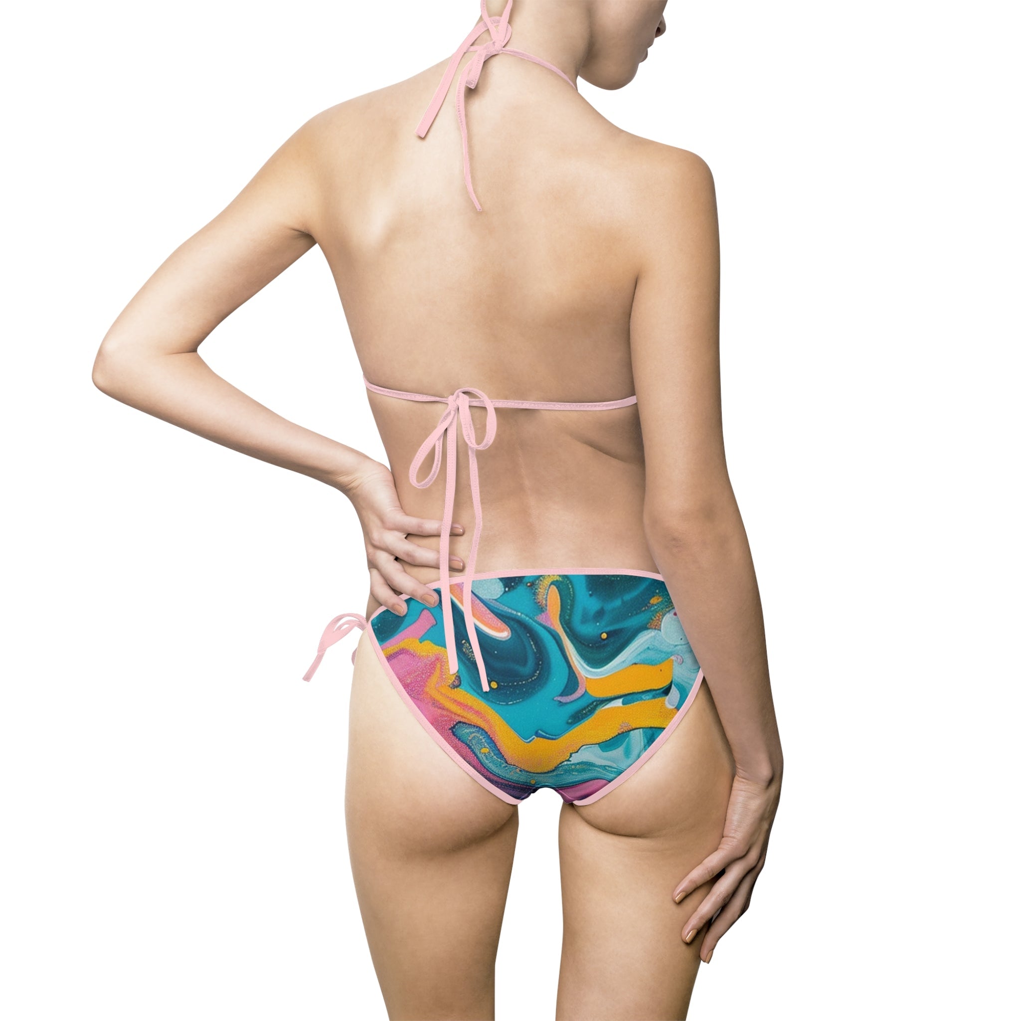 Printify Colorful Abstract Swirl Bikini Swimsuit 2025
