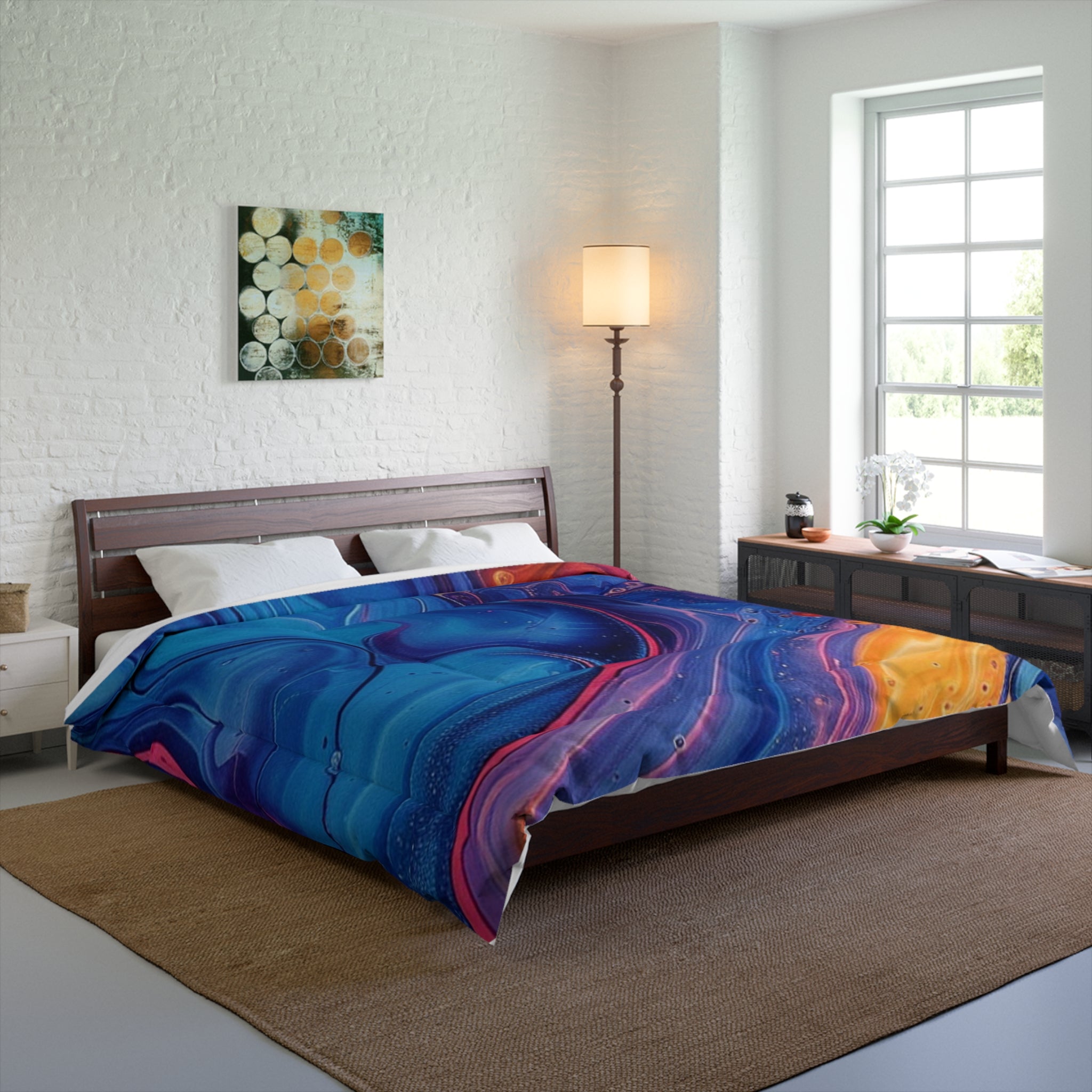 Printify Colorful Abstract Swirl Comforter 2025