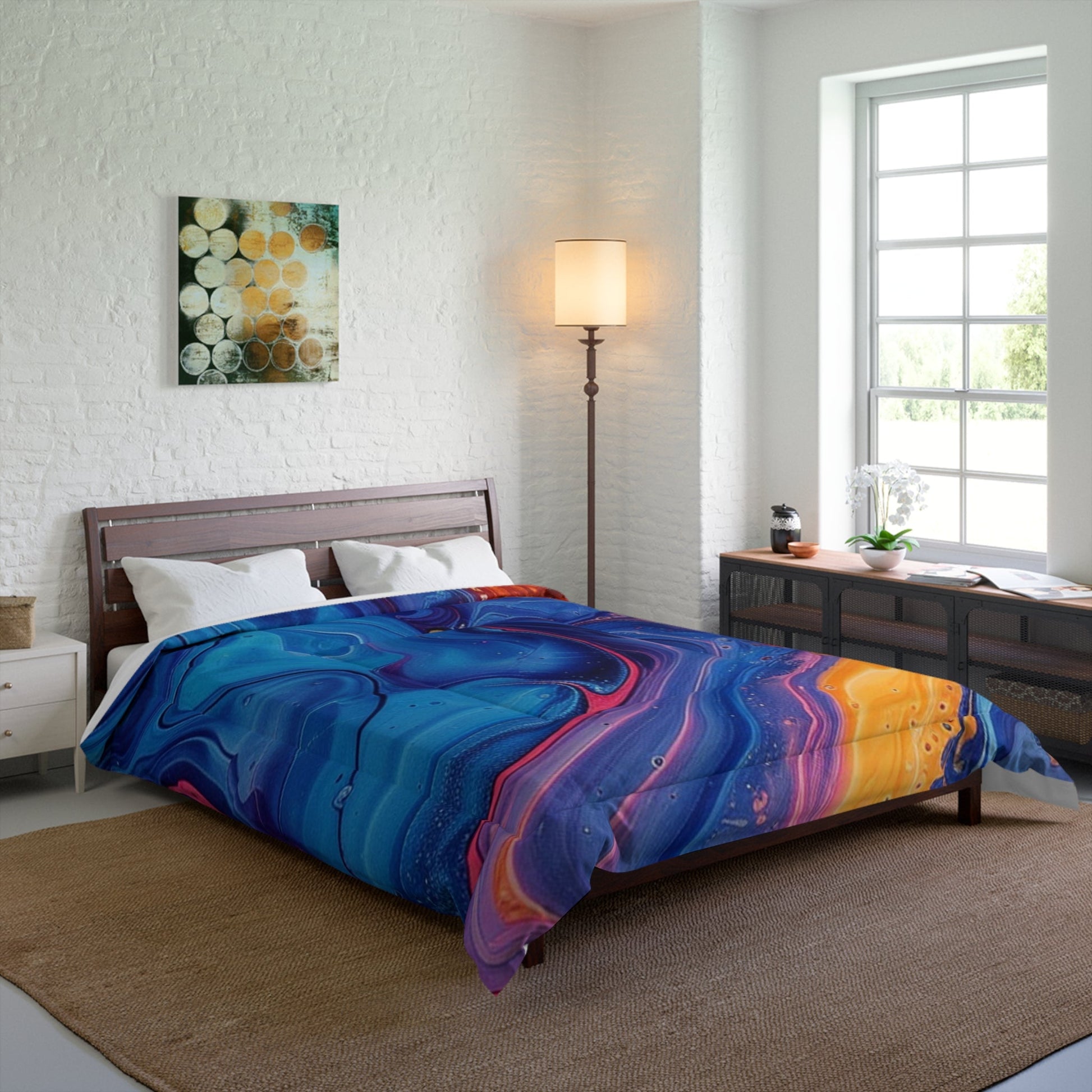 Printify Colorful Abstract Swirl Comforter 2025