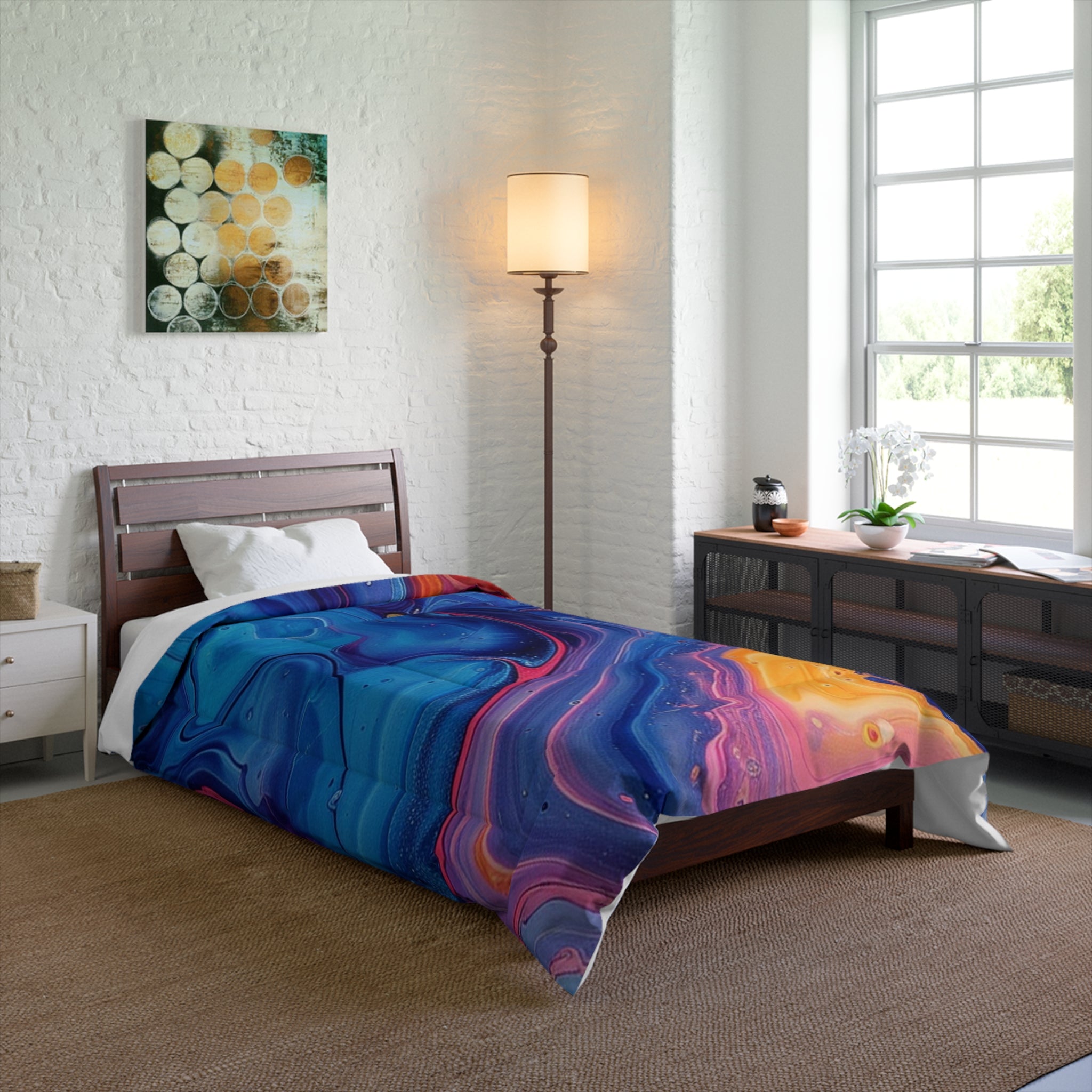 Printify Colorful Abstract Swirl Comforter 2025
