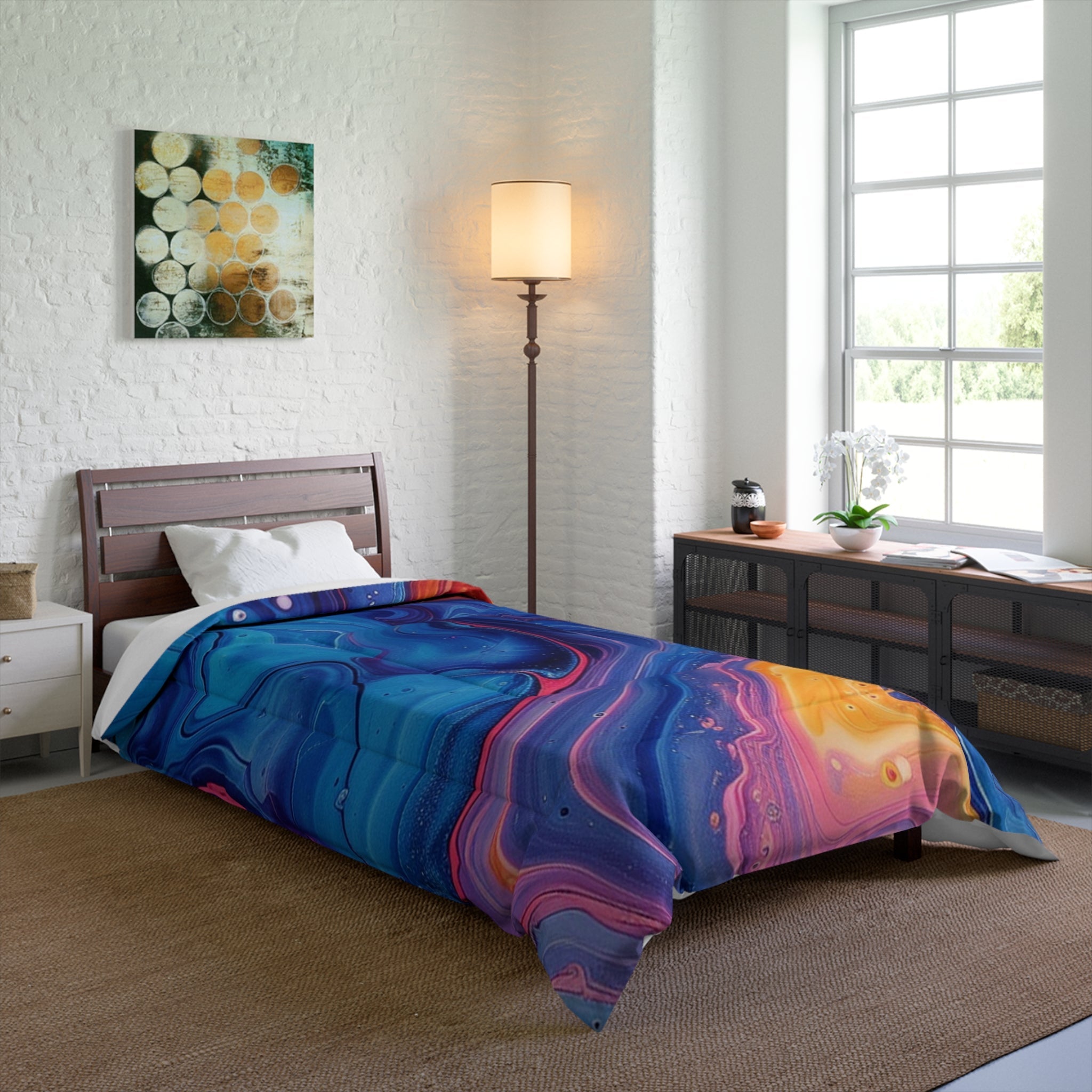 Printify Colorful Abstract Swirl Comforter 2025