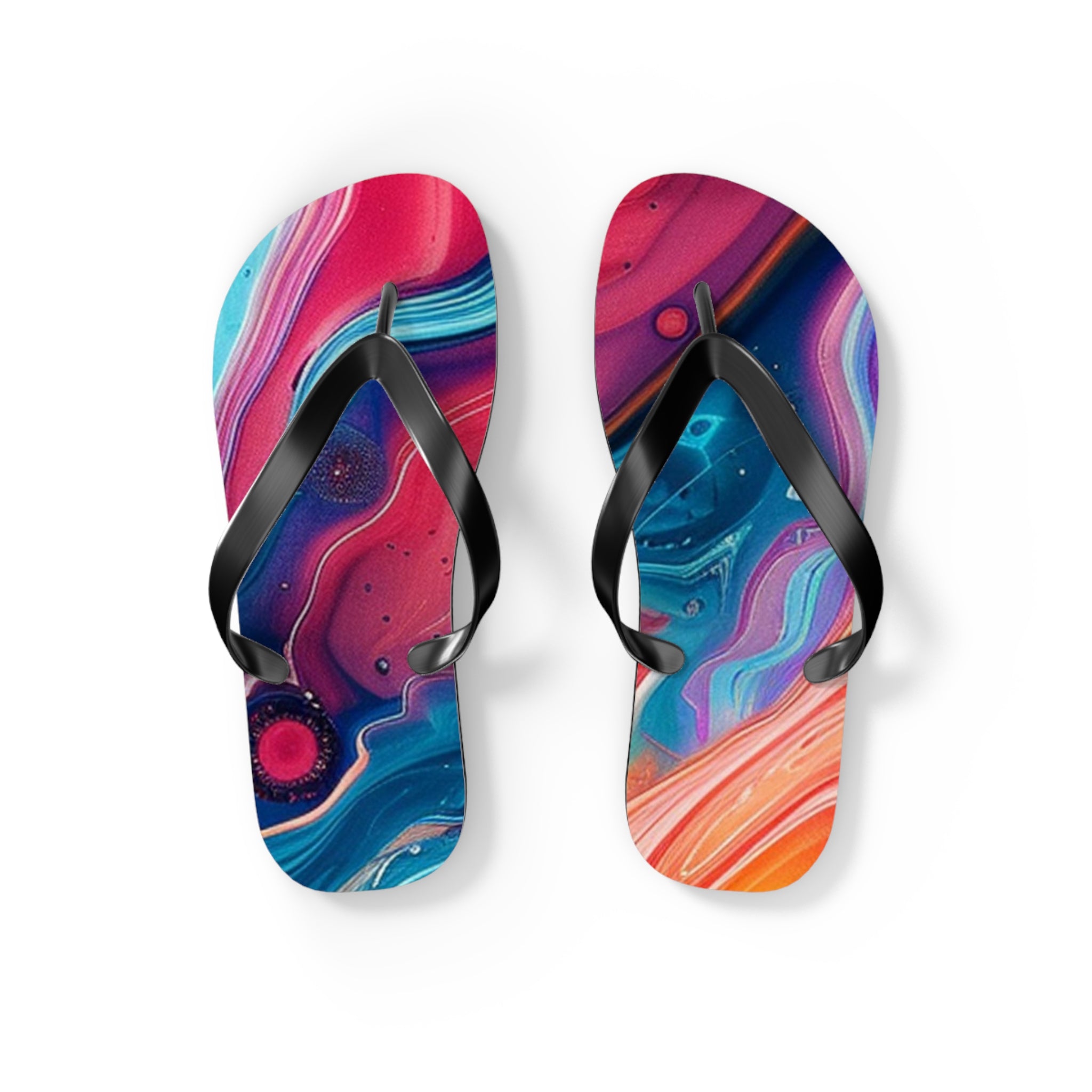 Colorful Abstract Swirl Flip Flops, Artsulli - Art is Long, Life is Short, Shoes, Size, S, Color, Black sole, , , 25277925222411931928