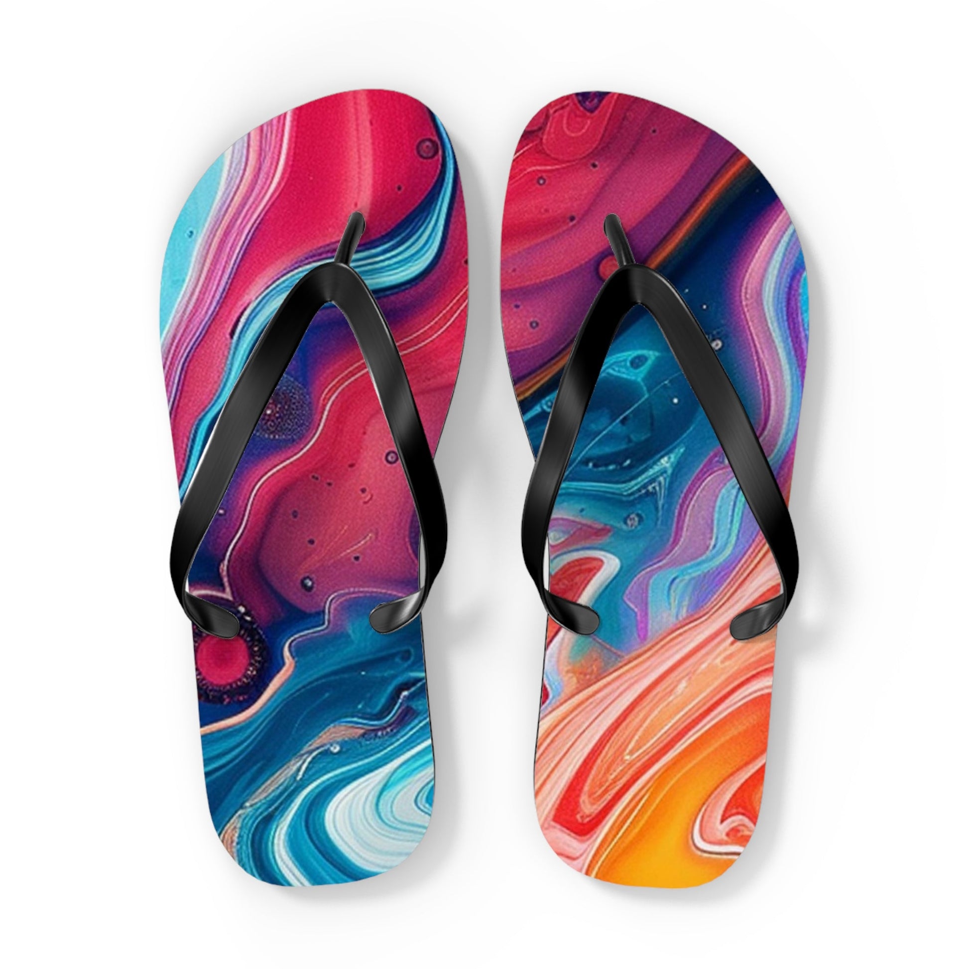 Colorful Abstract Swirl Flip Flops, Artsulli - Art is Long, Life is Short, Shoes, Size, XL, Color, Black sole, , , 49937520081833683680