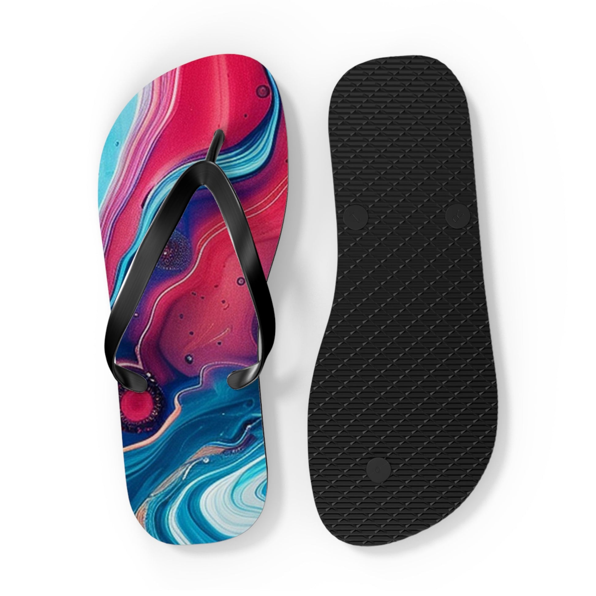Colorful Abstract Swirl Flip Flops, Artsulli - Art is Long, Life is Short, Shoes, , , , , , , 