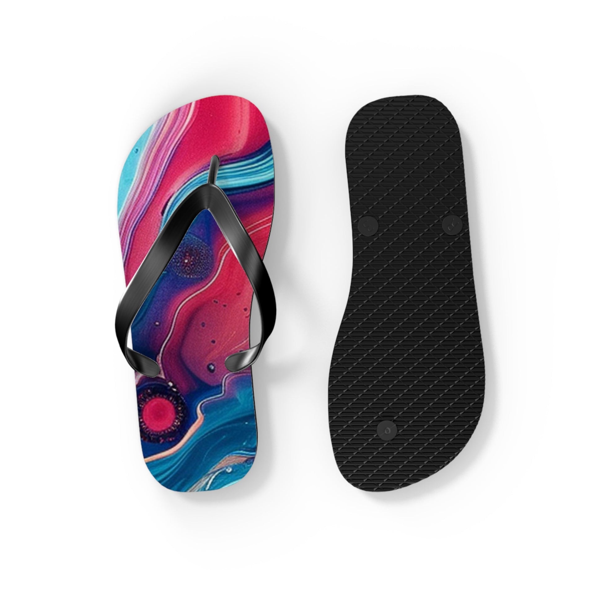 Colorful Abstract Swirl Flip Flops, Artsulli - Art is Long, Life is Short, Shoes, , , , , , , 