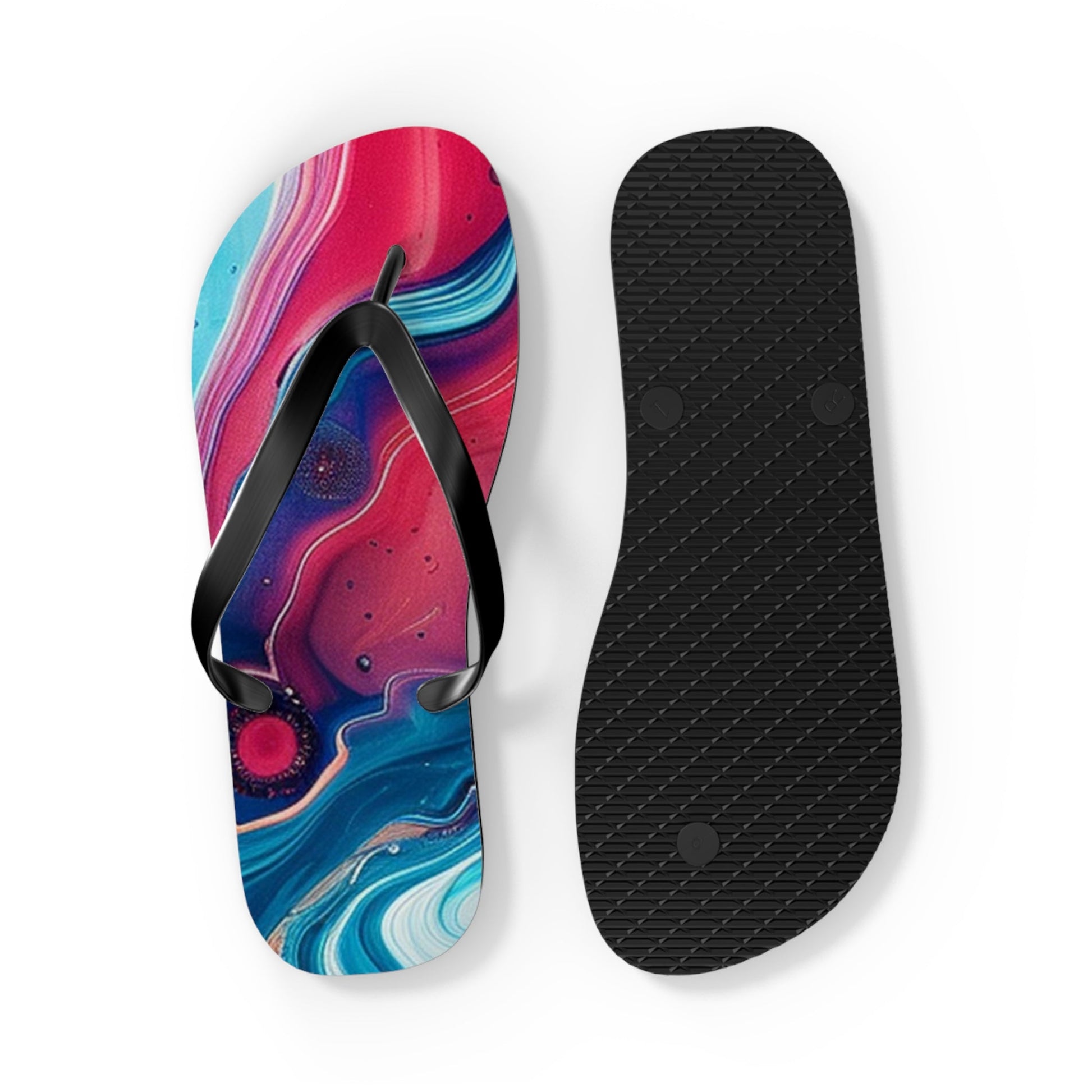 Colorful Abstract Swirl Flip Flops, Artsulli - Art is Long, Life is Short, Shoes, , , , , , , 