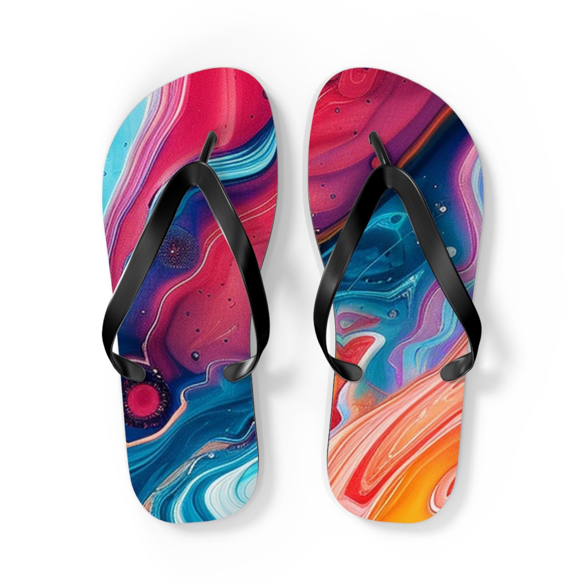 Colorful Abstract Swirl Flip Flops, Artsulli - Art is Long, Life is Short, Shoes, Size, L, Color, Black sole, , , 11738654459448729390
