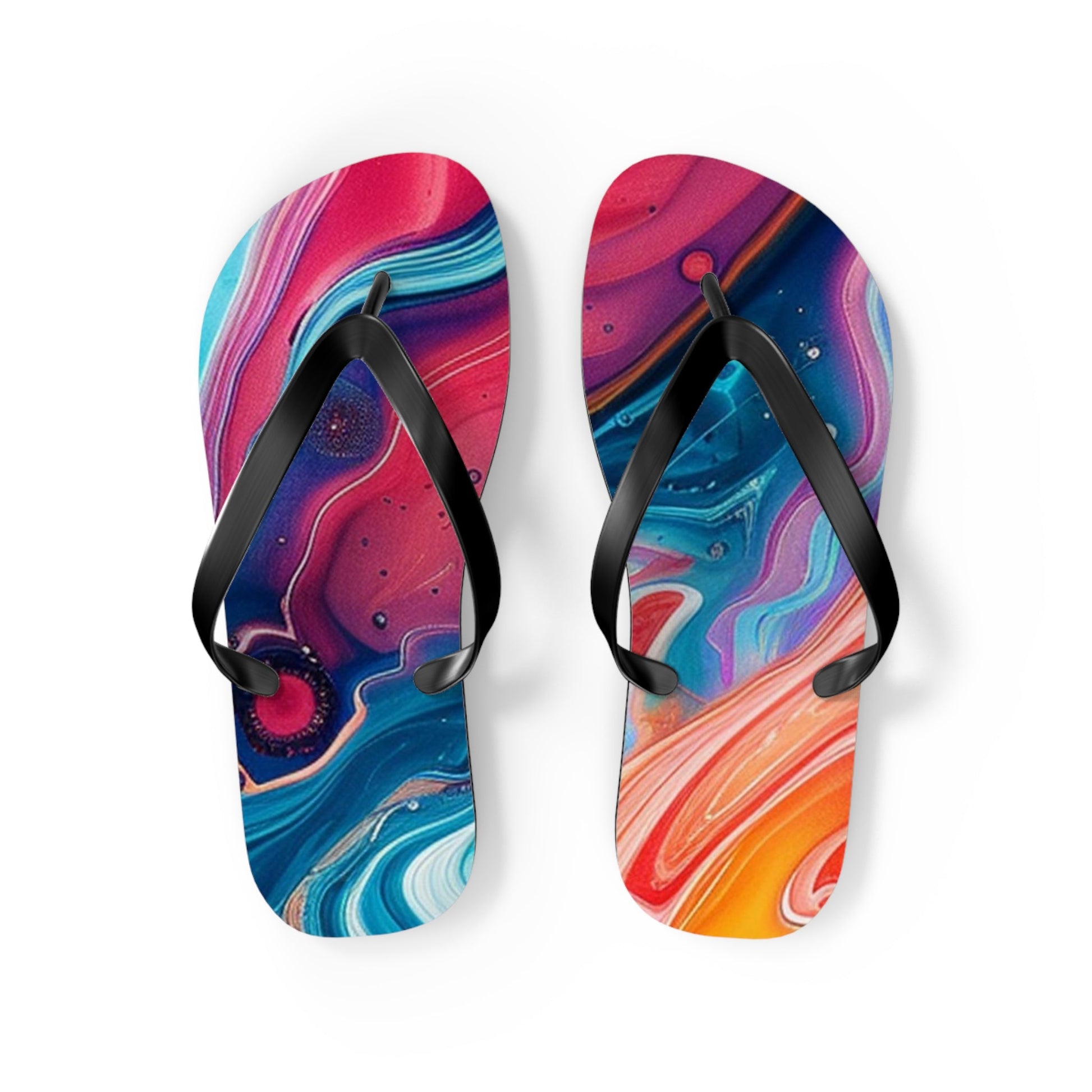 Colorful Abstract Swirl Flip Flops, Artsulli - Art is Long, Life is Short, Shoes, Size, M, Color, Black sole, , , 13065545189906025492