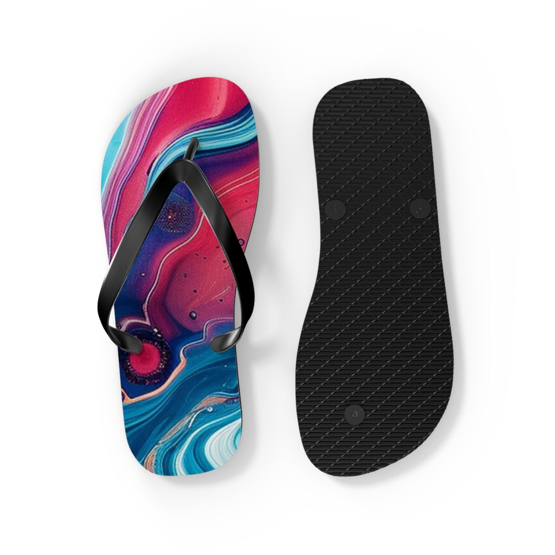 Colorful Abstract Swirl Flip Flops, Artsulli - Art is Long, Life is Short, Shoes, , , , , , , 