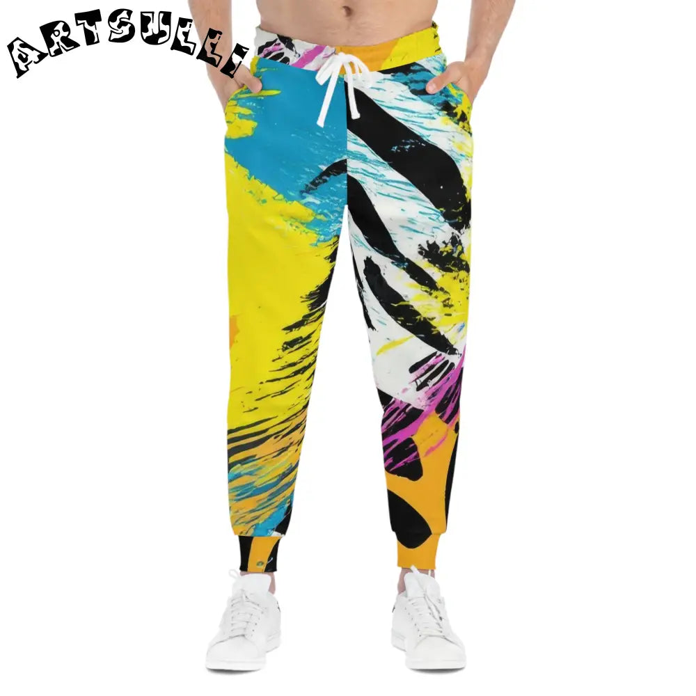 Colorful Abstract Unisex Fit Joggers, Artsulli - Art is Long, Life is Short, All Over Prints, , , , , , , 