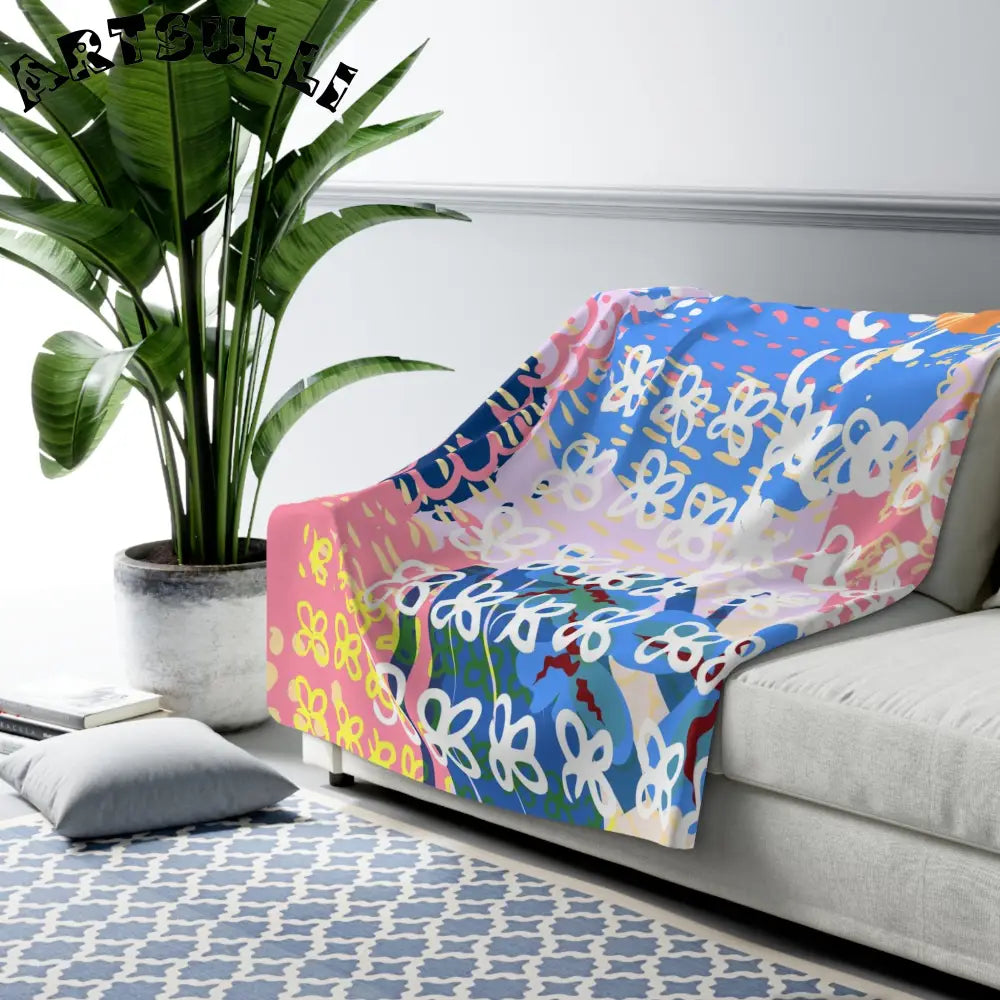 Colorful Abstract Warm Cozy Fleece Blanket, Artsulli - Art is Long, Life is Short, Home Decor, , , , , , , 