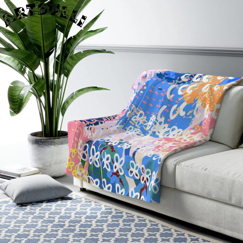 Colorful Abstract Warm Cozy Fleece Blanket, Artsulli - Art is Long, Life is Short, Home Decor, , , , , , , 