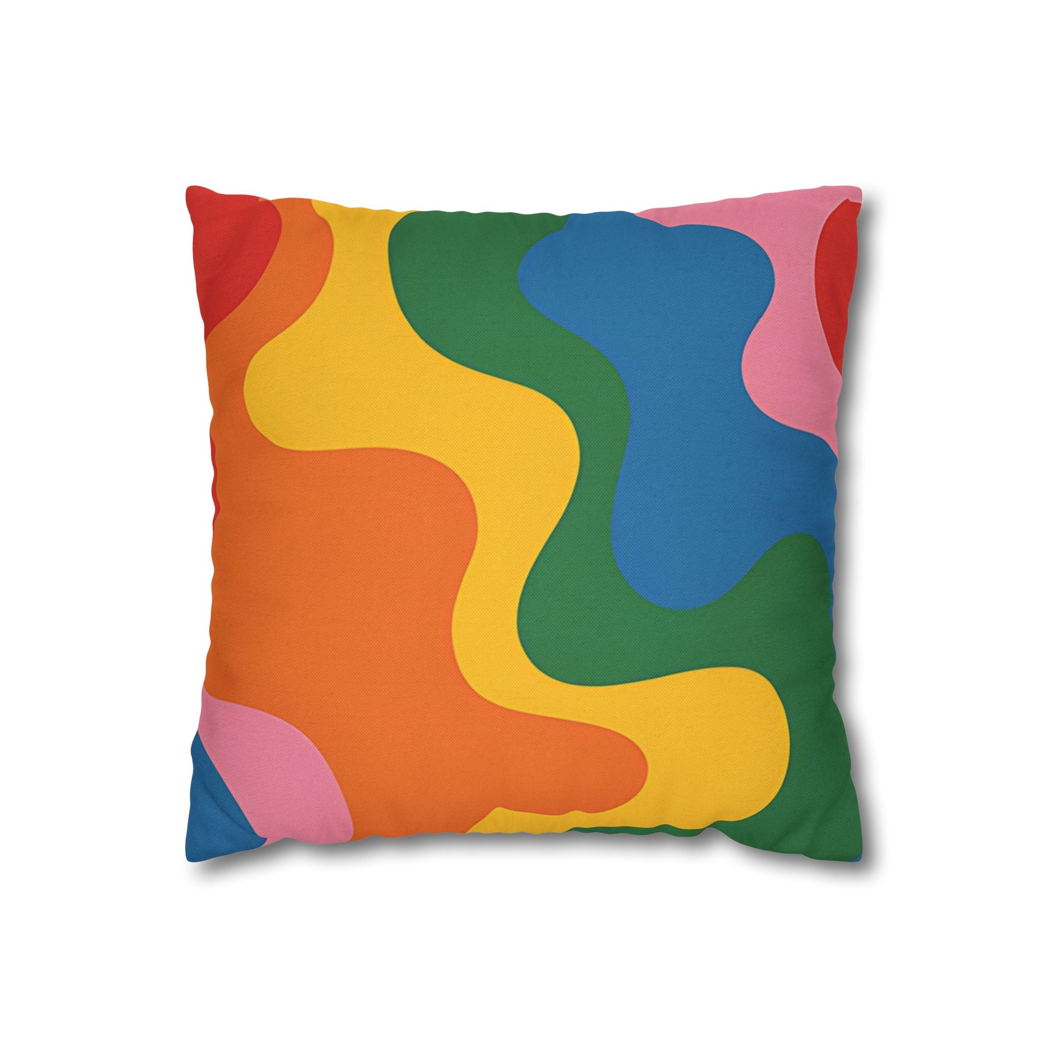 Colorful Abstract Wave Pillow, Artsulli - Art is Long, Life is Short, Home Decor, Size, 14" × 14", , , , , 54810237581863140345