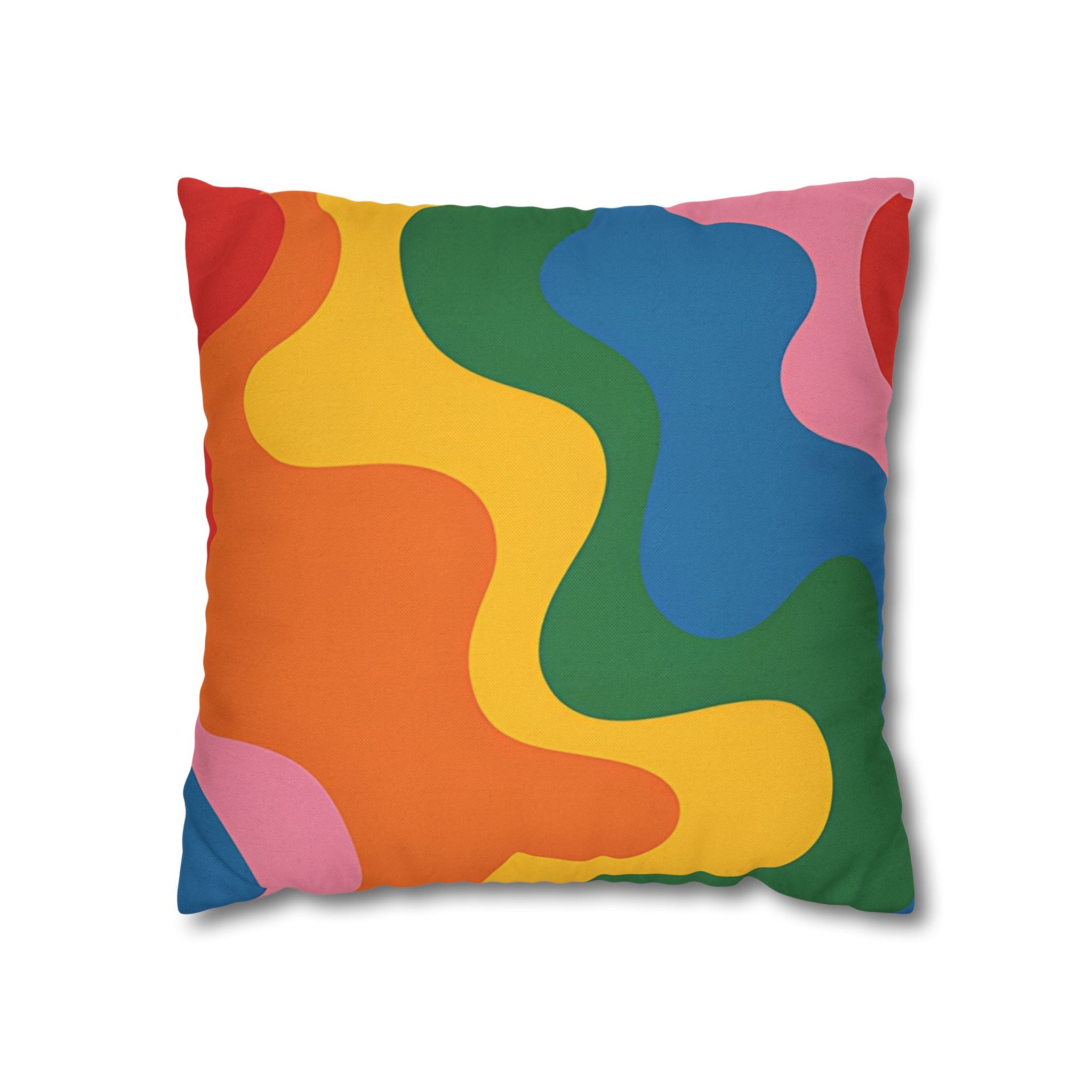 Colorful Abstract Wave Pillow, Artsulli - Art is Long, Life is Short, Home Decor, Size, 16" × 16", , , , , 35897324494751440474