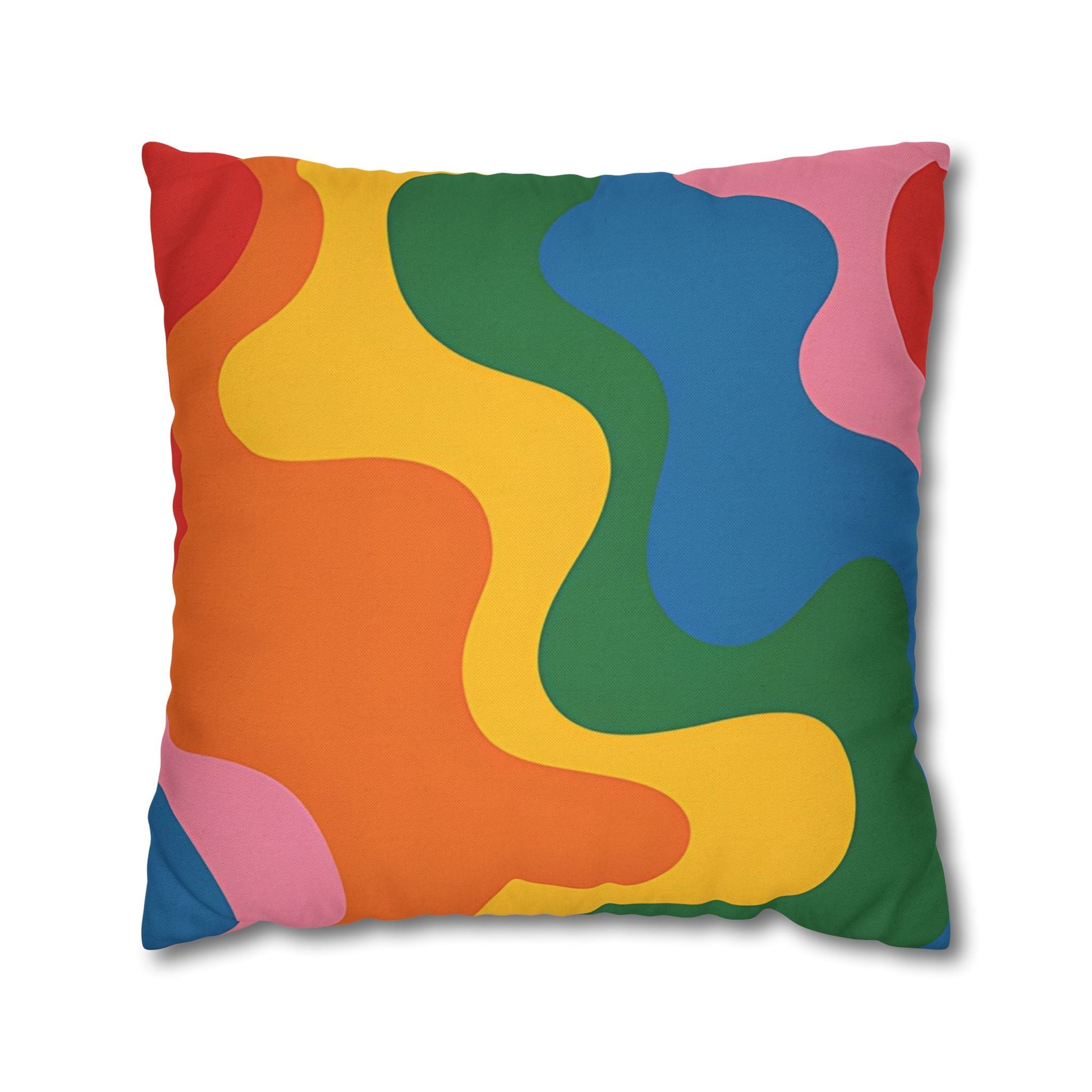 Colorful Abstract Wave Pillow, Artsulli - Art is Long, Life is Short, Home Decor, Size, 20" × 20", , , , , 16984935228800418686