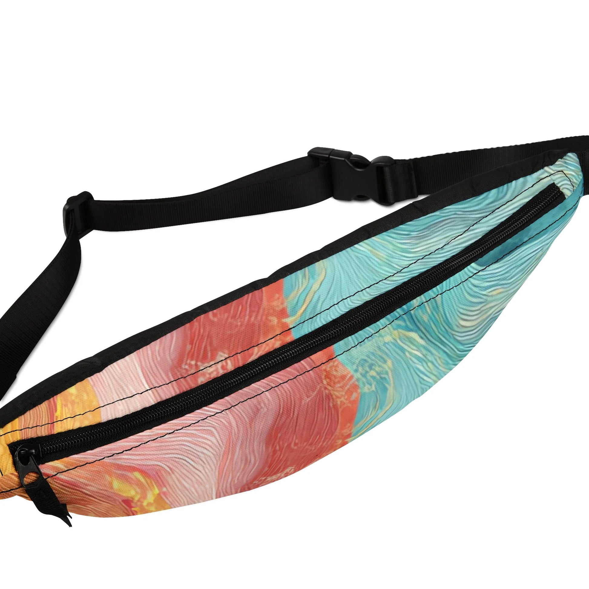 Colorful Abstract Wavy Fanny Pack, Artsulli - Art is Long, Life is Short, Bags, , , , , , , 