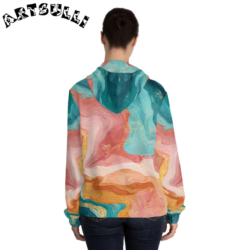 JAKKOUTTHEBXX Colorful Abstract Womens Zip Hoodie 2025