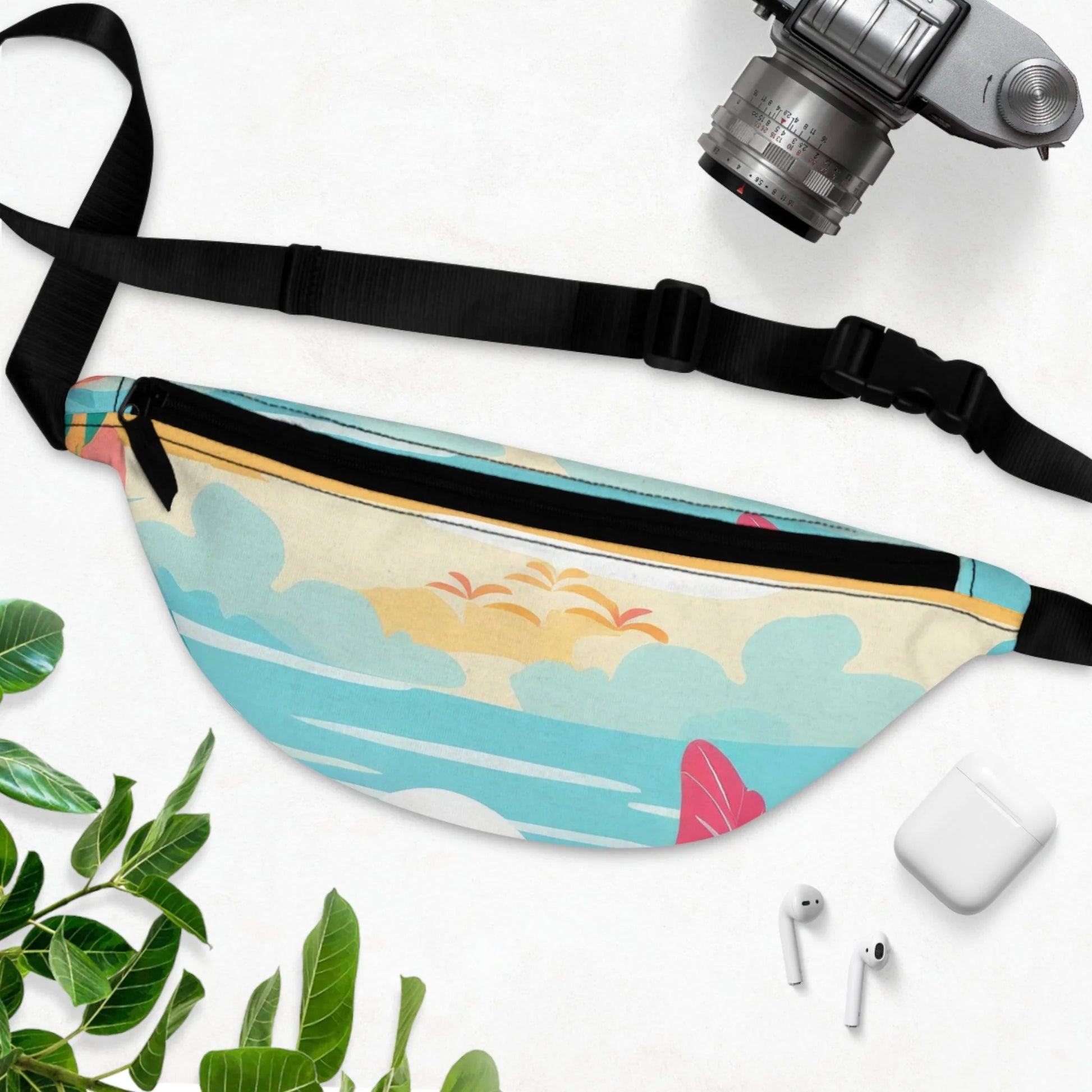 Colorful Beach Scene Fanny Pack, Artsulli - Art is Long, Life is Short, Bags, , , , , , , 