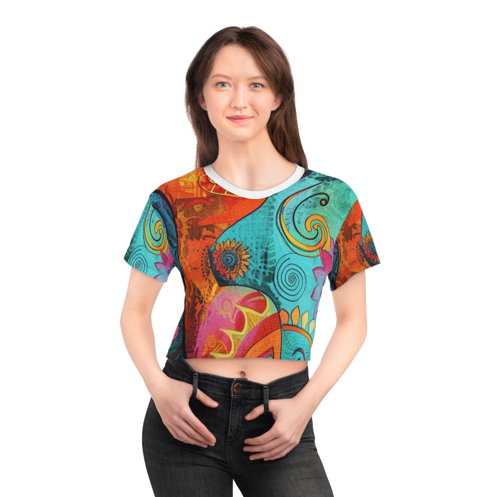 Printify Colorful Bohemian Print Crop Top 2025