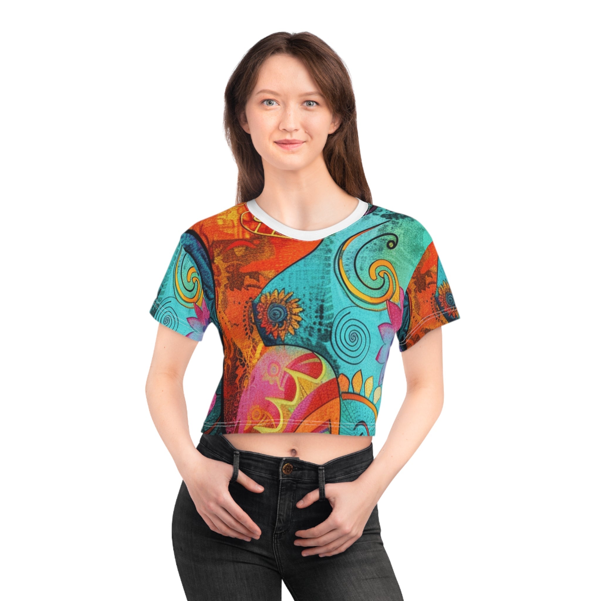 Printify Colorful Bohemian Print Crop Top 2025