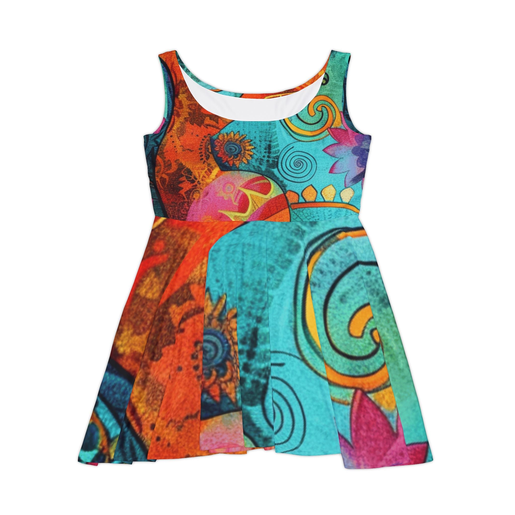 Printify Colorful Bohemian Print Skater Dress 2025