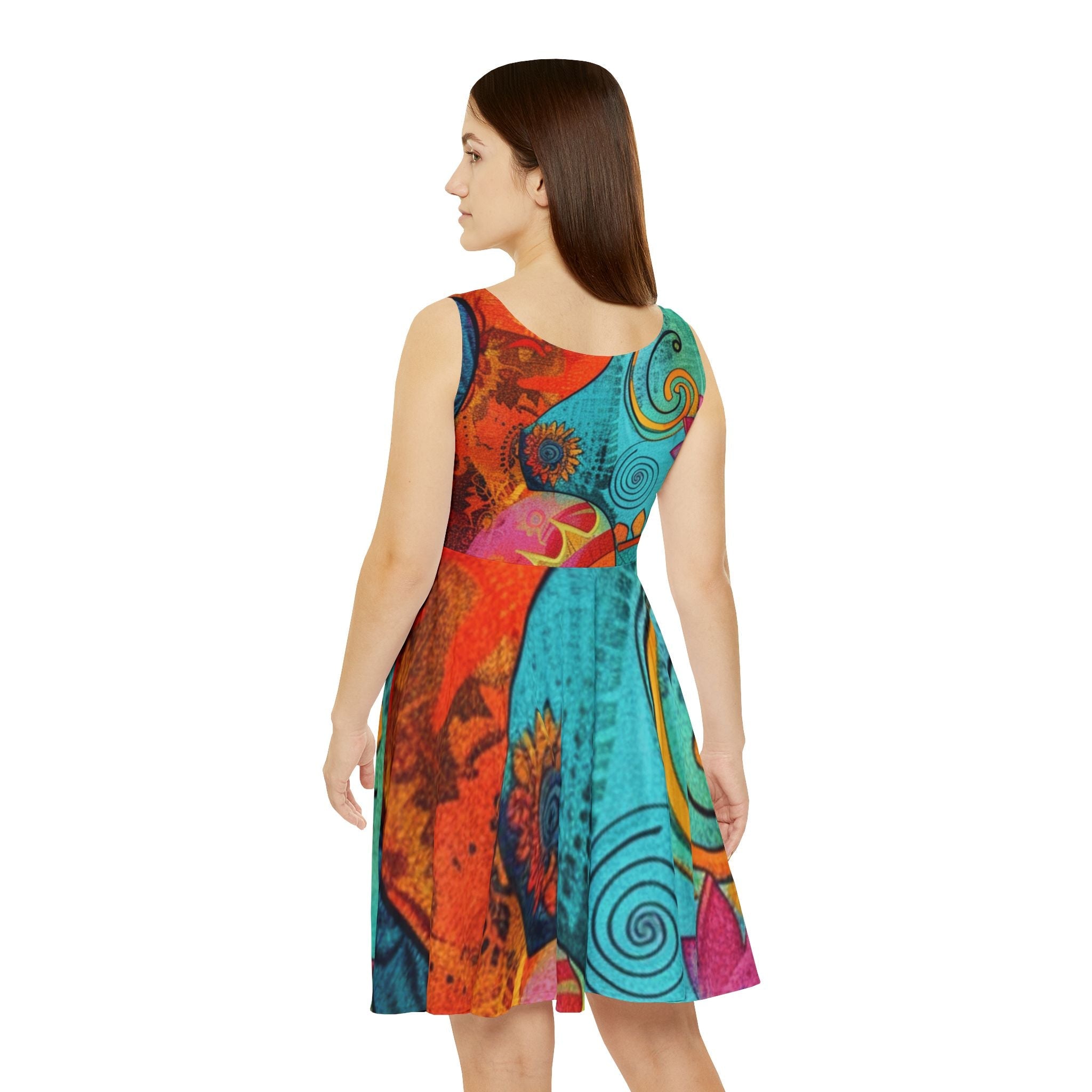 Colorful Bohemian Print Skater Dress, Artsulli - Art is Long, Life is Short, All Over Prints, , , , , , , 