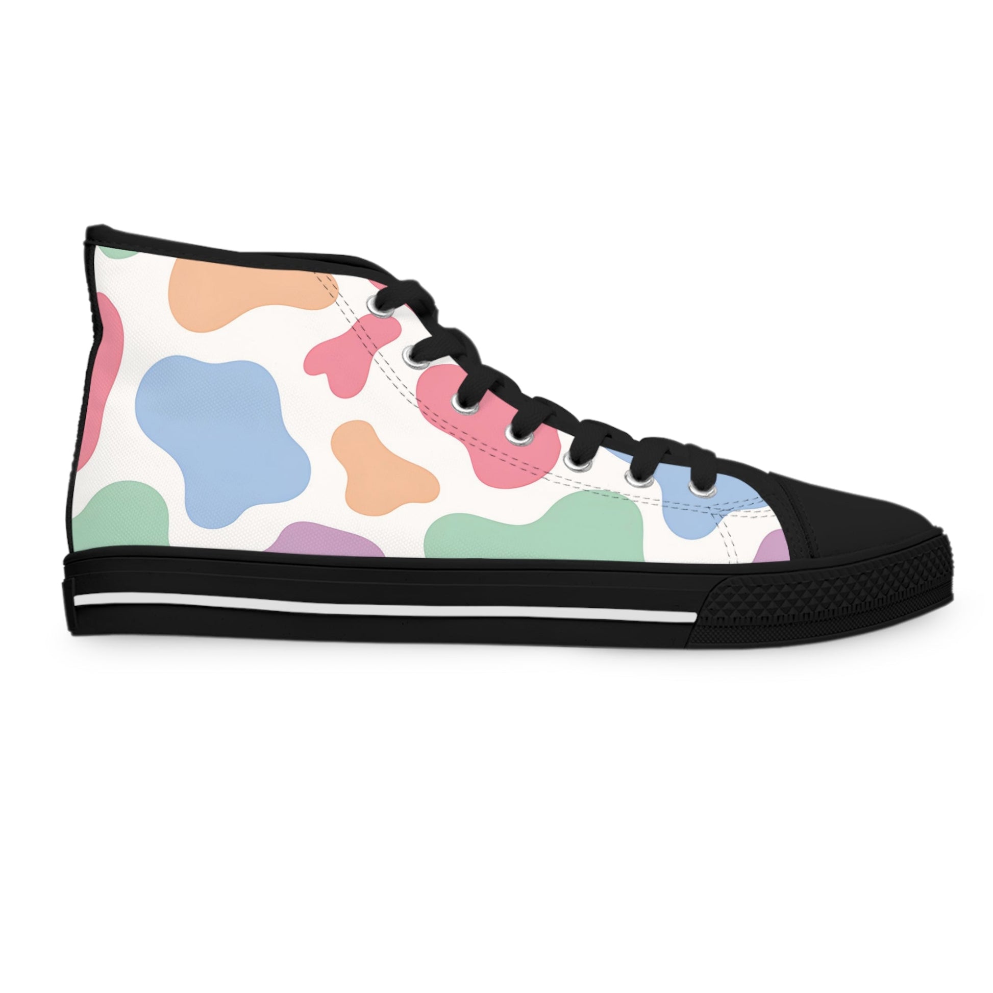 Colorful Cow Print High-Top Sneakers, Artsulli - Art is Long, Life is Short, Shoes, , , , , , , 